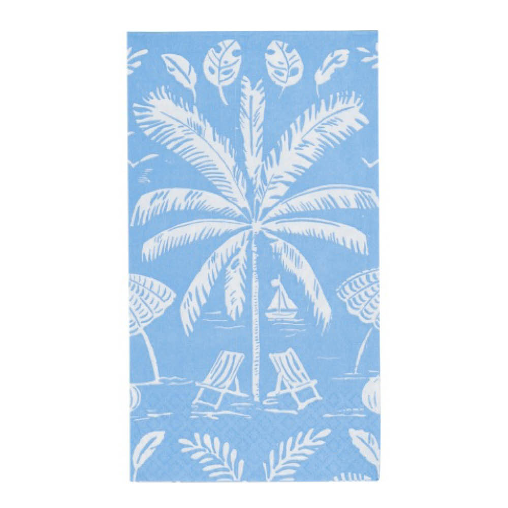 Caspari - Palms And Parasols Servetti 40x22 cm 15 kpl valtameren sininen