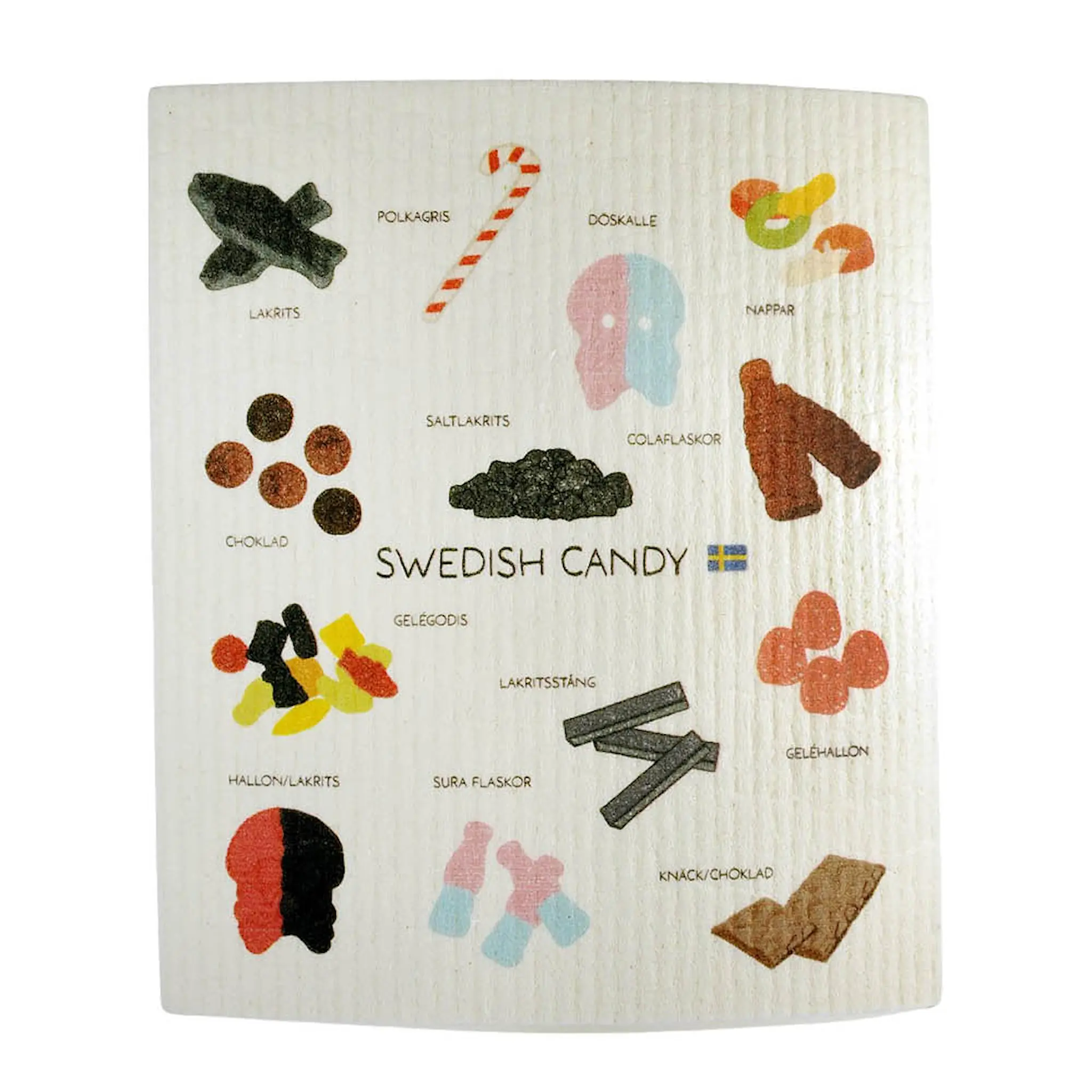 Mellow Design Oppvaskklut Swedish Candy 17x20 cm hvit