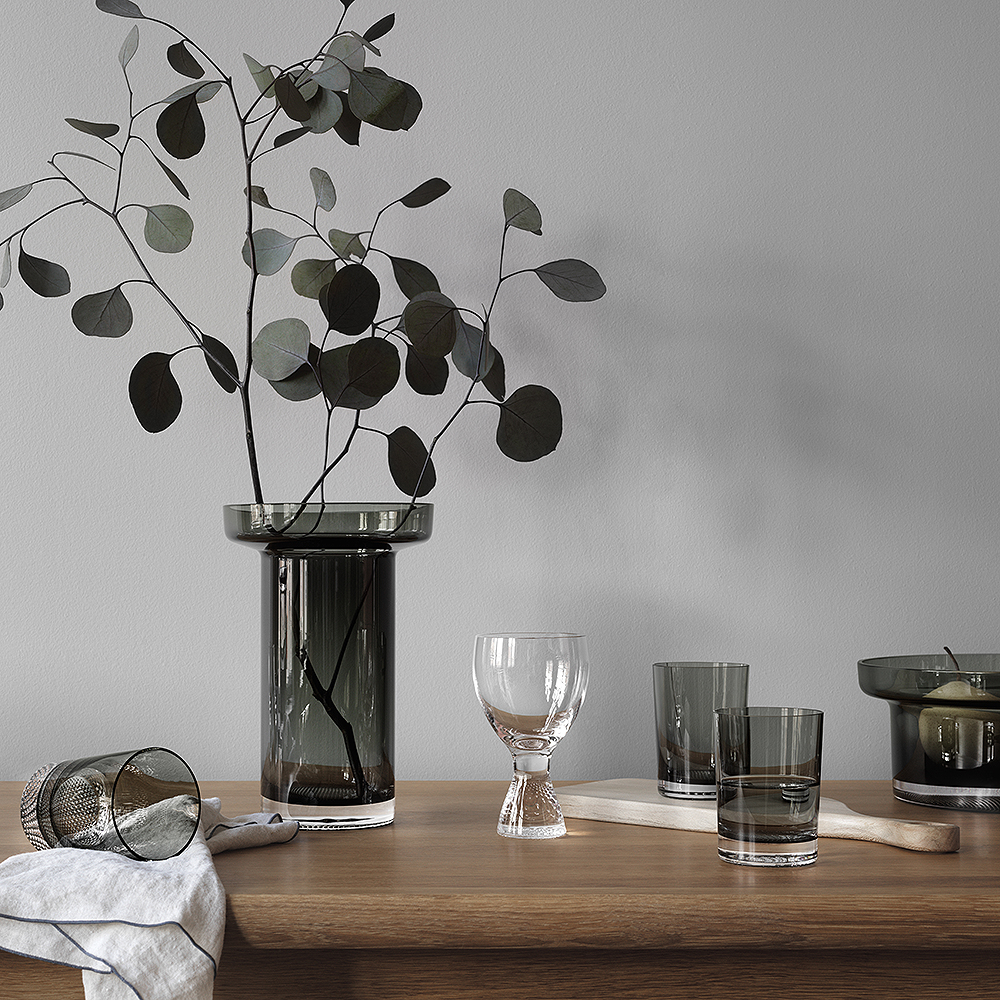 Kosta Boda Limelight rosevase 23 cm grå