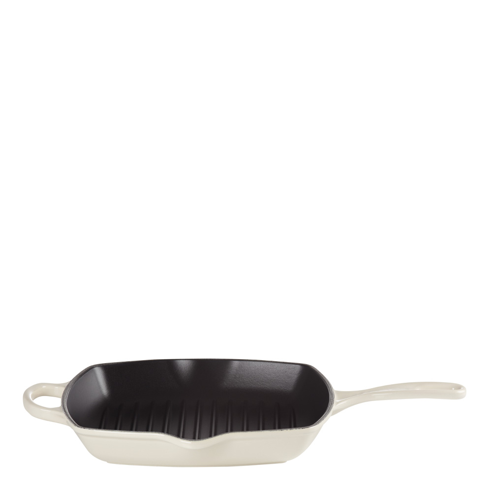 Le Creuset Signature grillpanna kvadratisk gjutjärn 26 cm Meringue