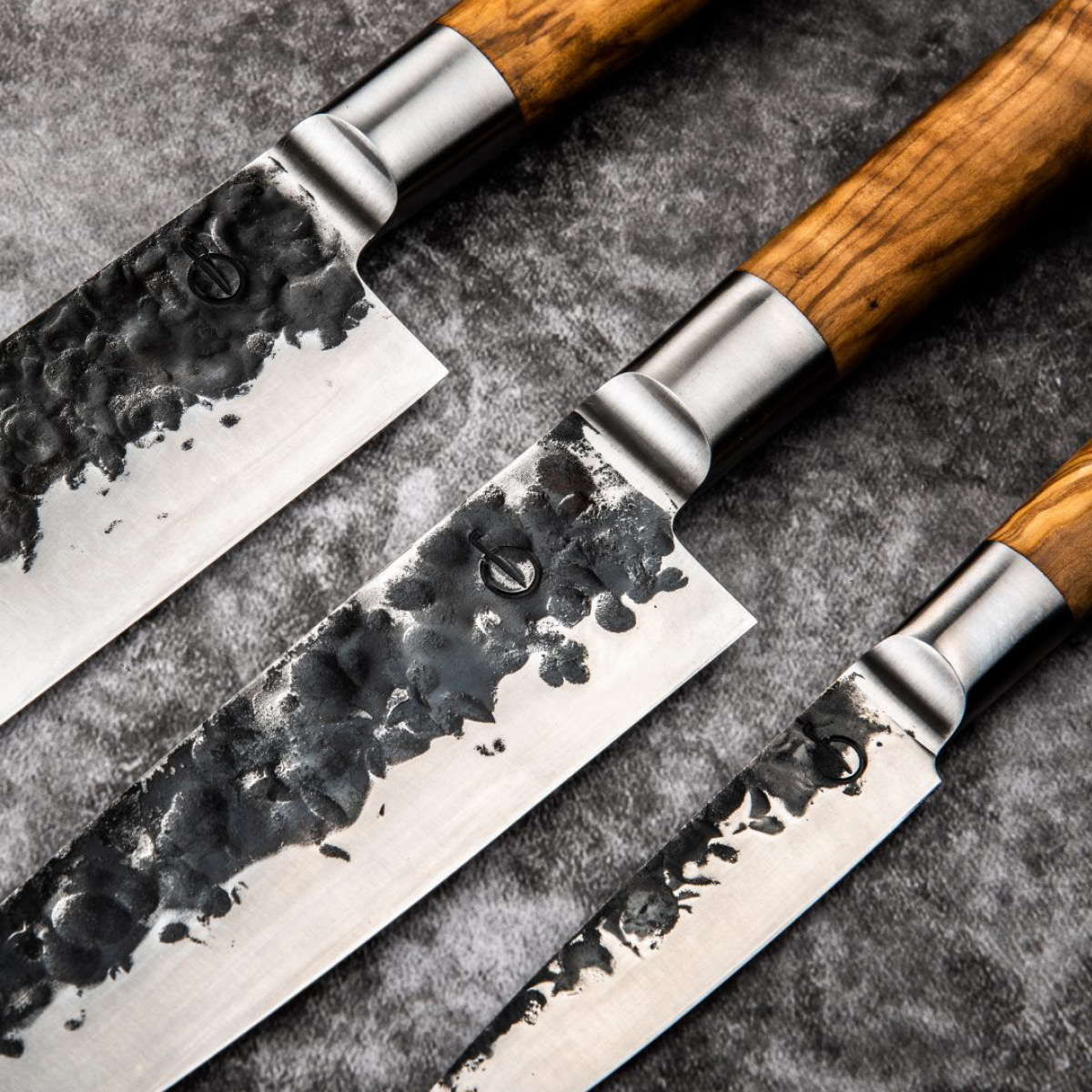 Forged Knivsett 3 deler 35/32/25 cm olive