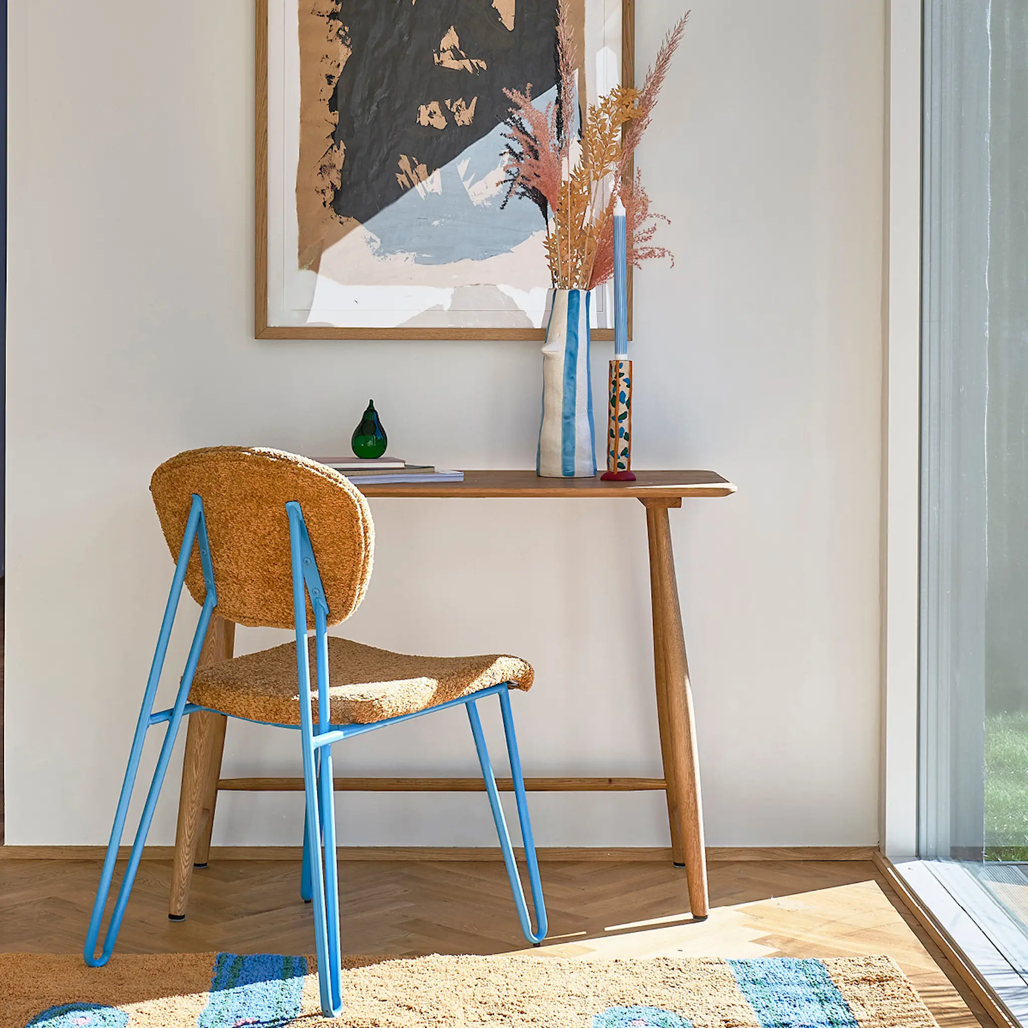 Villa Collection Styles Ljusstake med prickar 21 cm Blå/Amber Polyresin