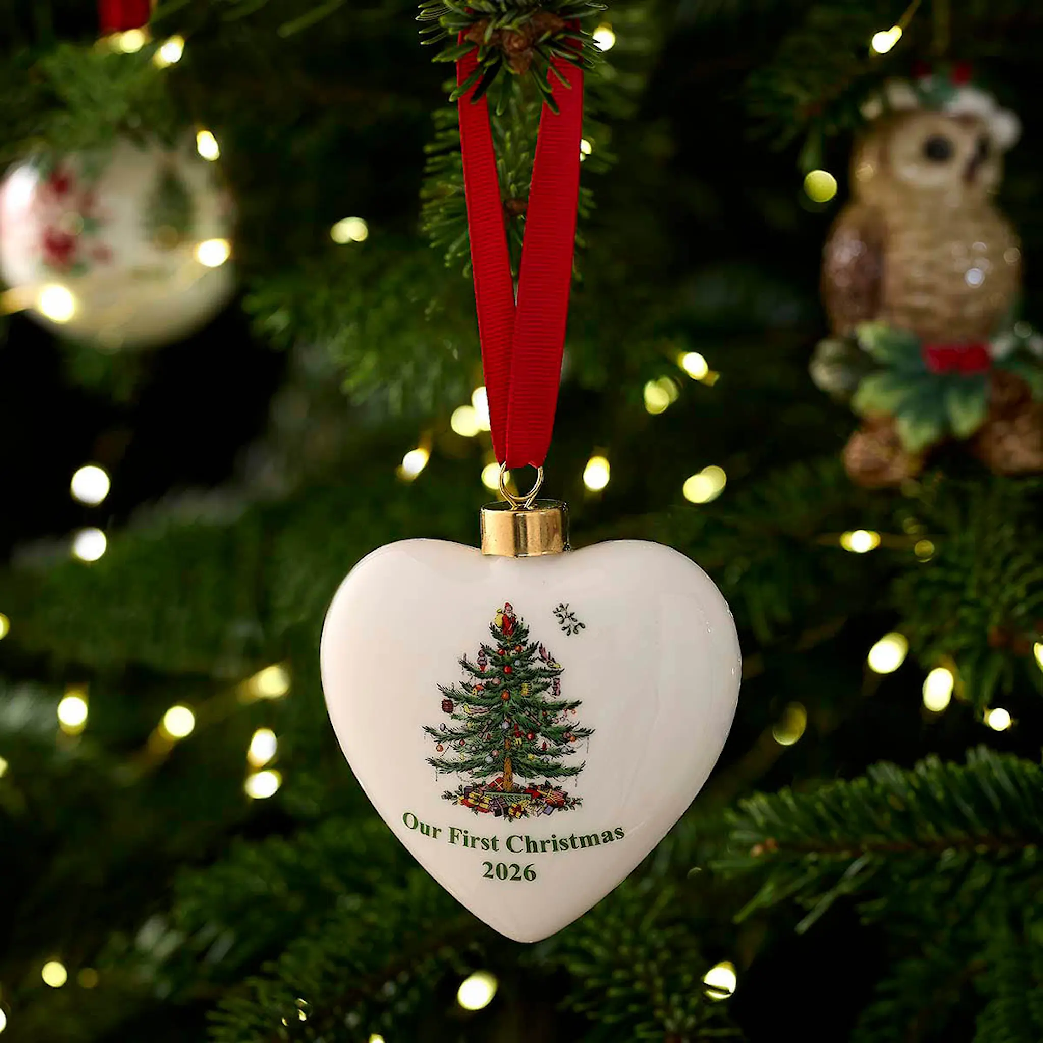 Spode Christmas Tree juletrepynt Puffed Heart 2026