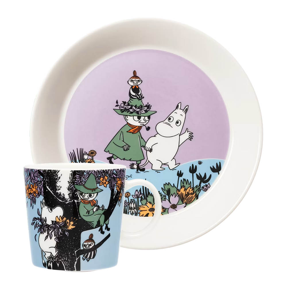 Moomin Arabia Muumi Muumimuki ja lautanen Sydänystävät