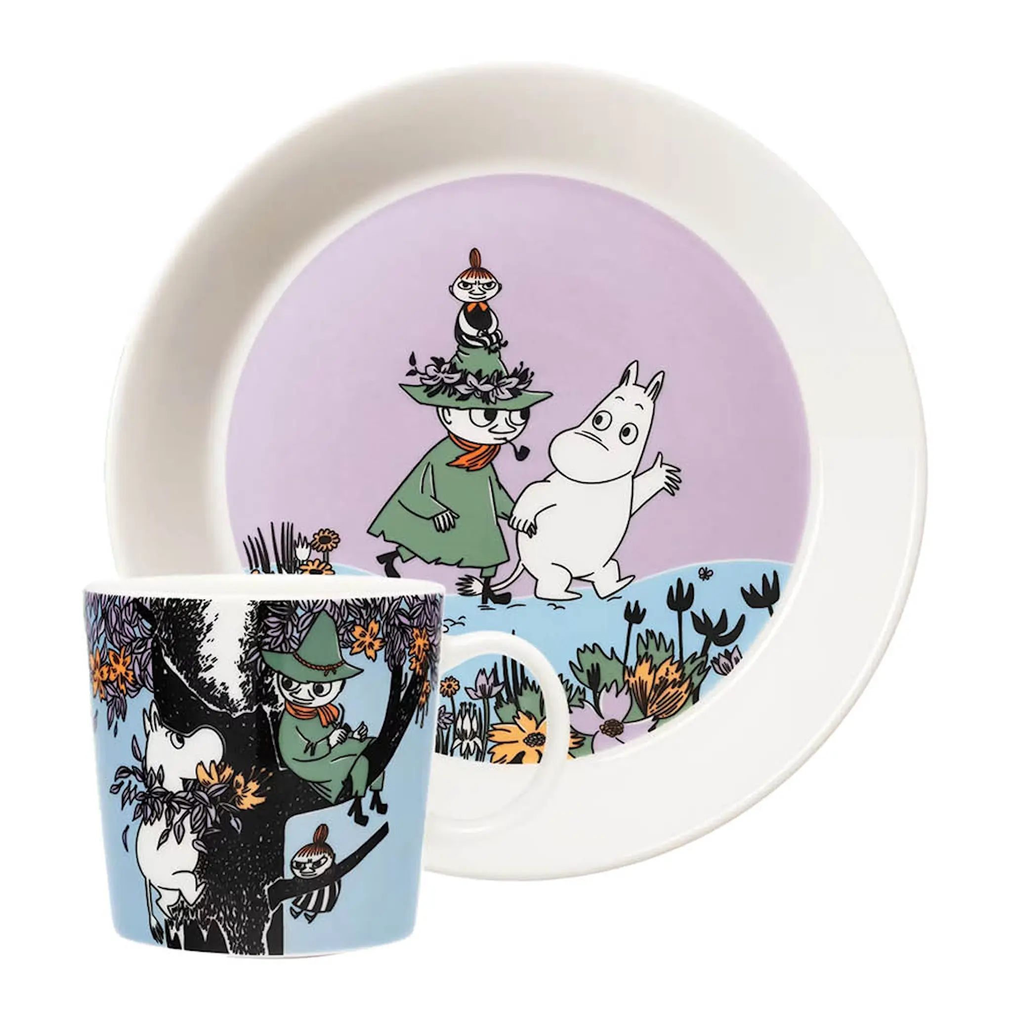 Moomin Arabia Muumi Muumimuki ja lautanen Sydänystävät