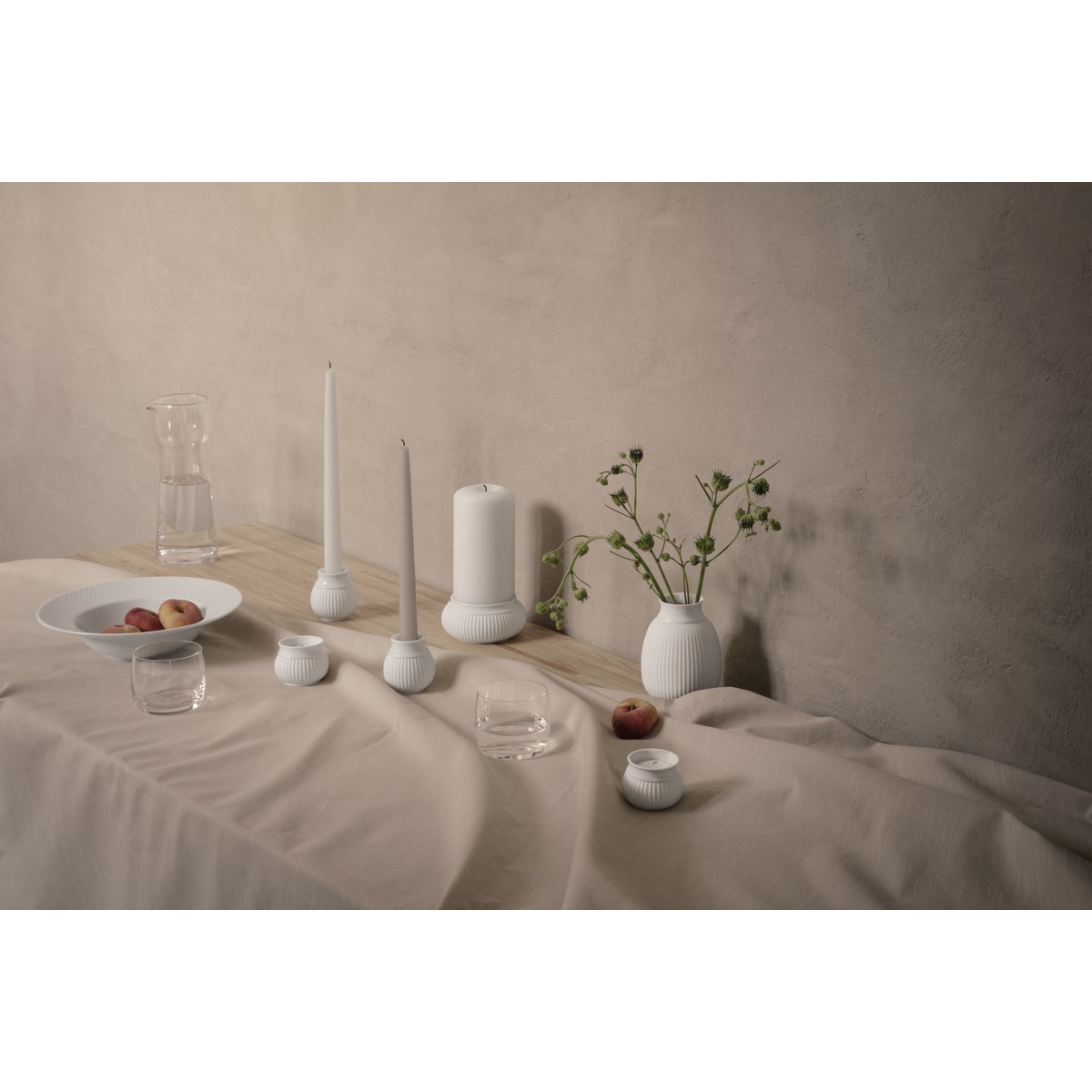 Lyngby Porcelæn Curve Pöytäkynttilänjalka 11 cm Valkoinen