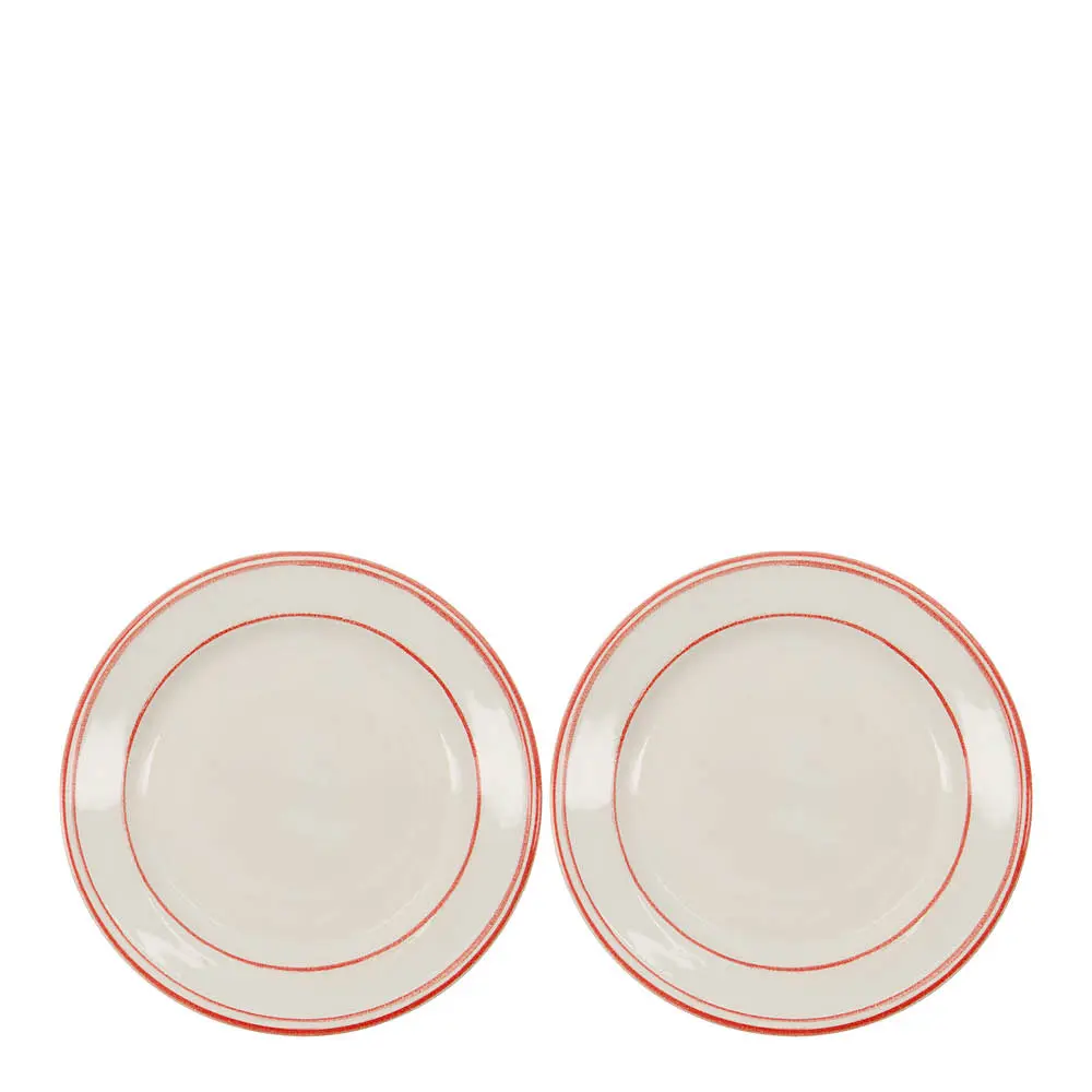 Bistro Lautanen 21 cm 2 kpl Punainen/Valkoinen