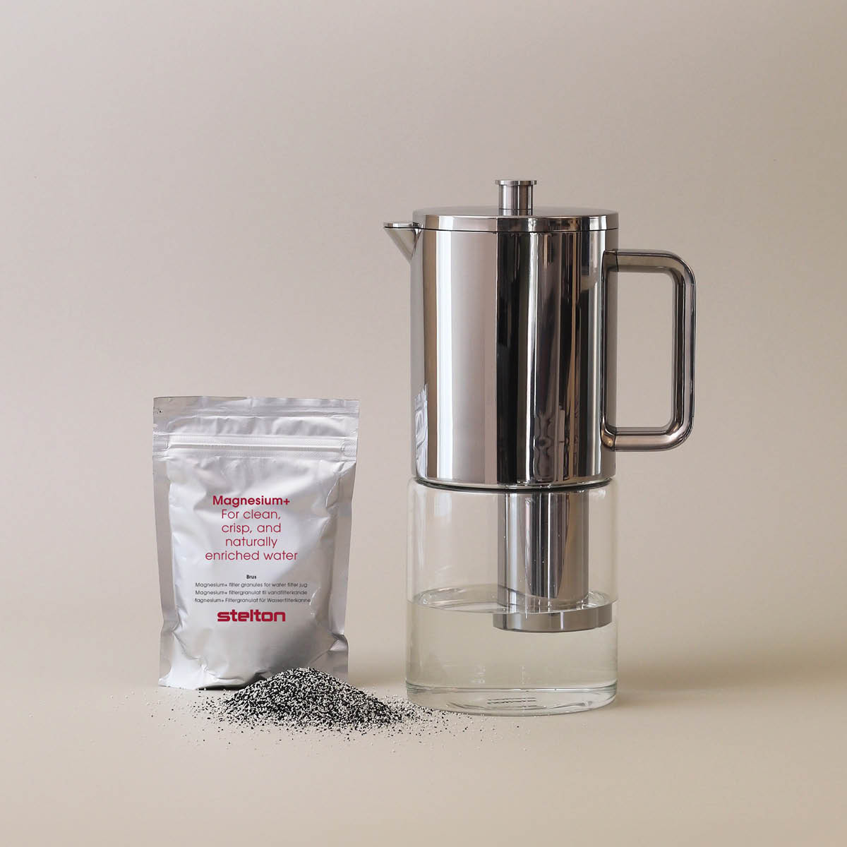 Stelton Brus magnesium+ filtergranulat 3 stk svart/hvit