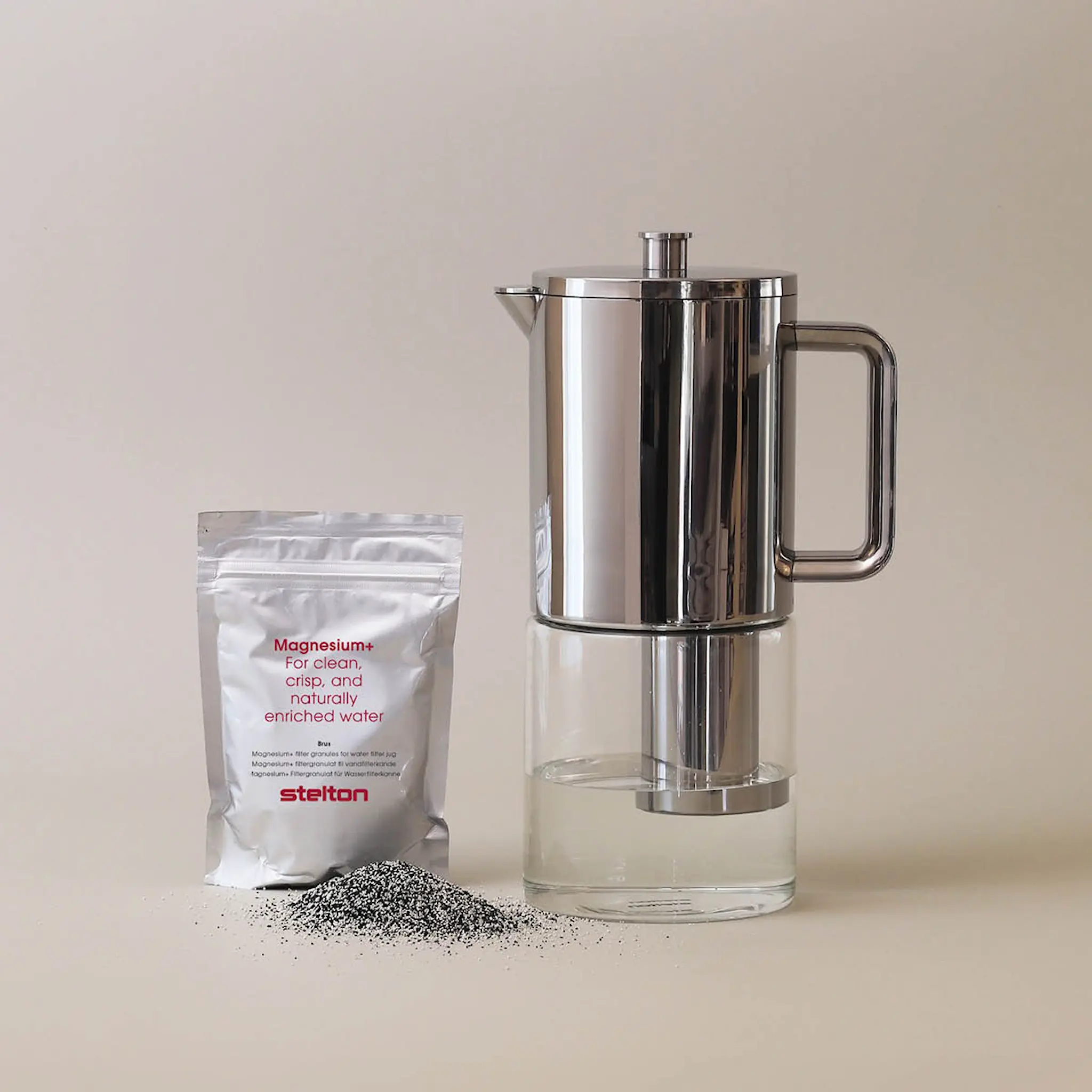 Stelton Brus magnesium+ filtergranulat 3 stk svart/hvit