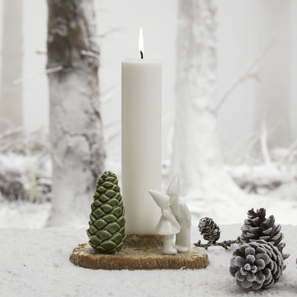 Kähler Christmas Tales Ljusstake Kiss 11,5 cm Vit/Grön