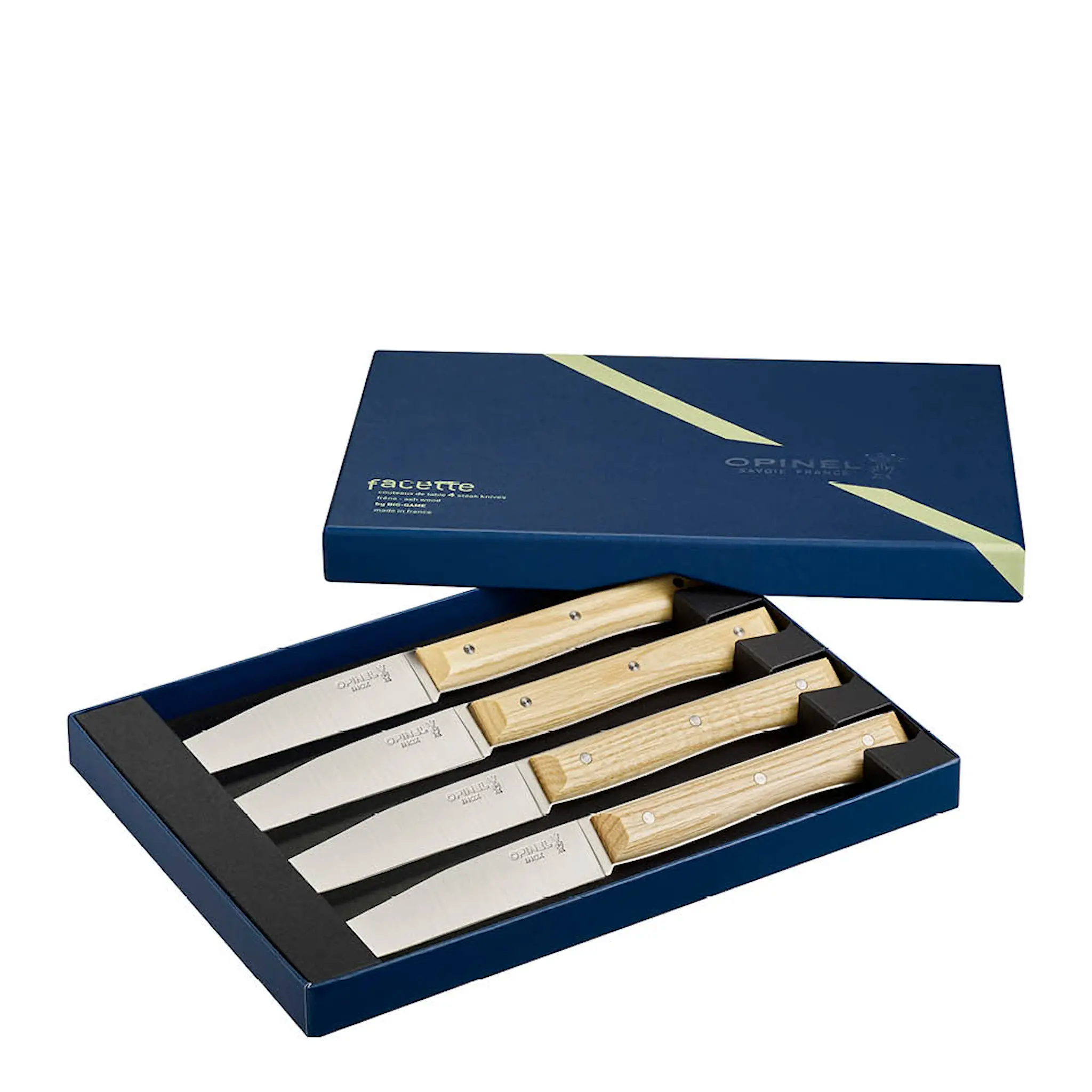 Opinel Table Bois Facette knivar 4-pack oliv