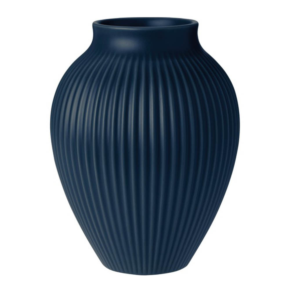 Knabstrup Keramik Ripple vase 20 cm matt mørk blå