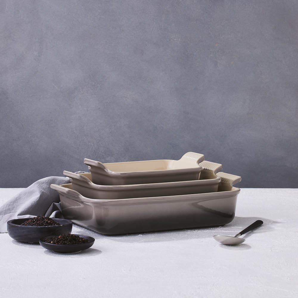 Le Creuset Heritage rektangulært fat 24x19 cm flint