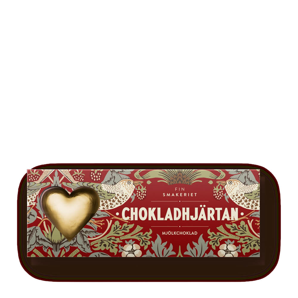Finsmakeriet Morris chokladhjärtan mjölkchoklad 30 g vinröd