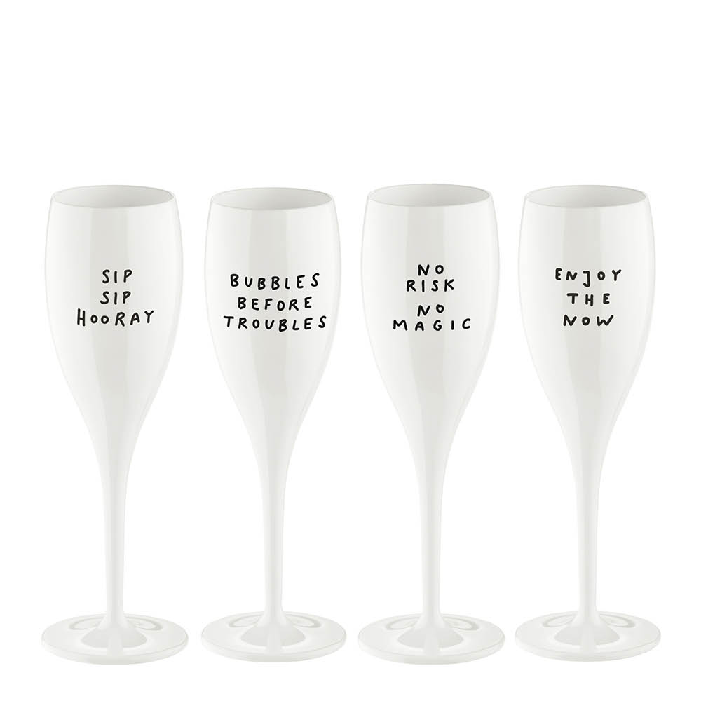 Koziol Cheers No.1 champagneglass 10 cl 4 stk say it in style hvit