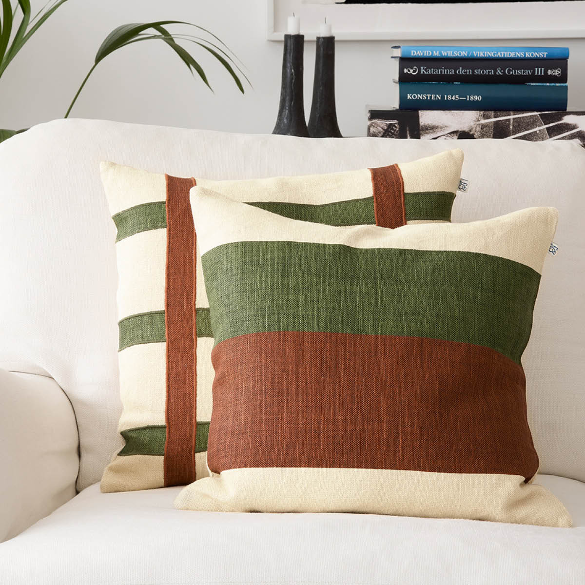 Chhatwal & Jonsson Kumar putetrekk lin 50x50 cm Cactus Green/Terracotta/Light Beige