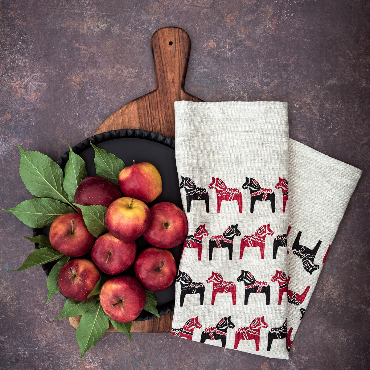 Citronelles Dala Keittiöpyyhe 50x70 cm Punainen/Musta