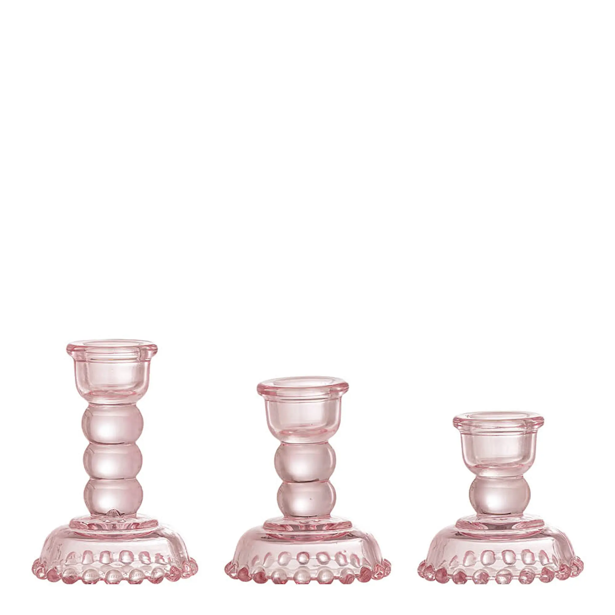 Bloomingville Delphia ljusstake i glas 3 delar rosa