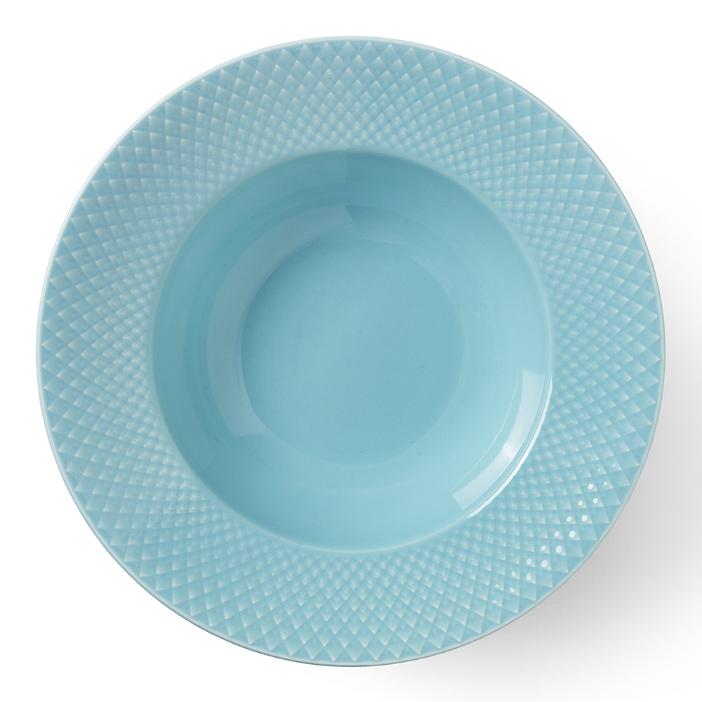 Lyngby Porcelæn Rhombe Color dyp tallerken 24,5 cm turkis