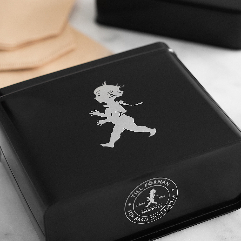 SOLSTICKAN Boks til kaffefilter svart/silver