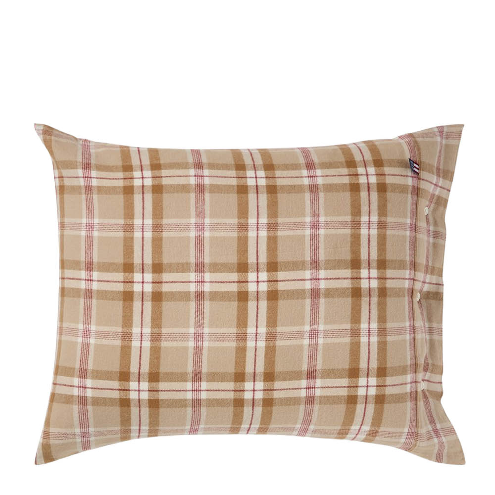 Lexington Örngott 50x60 cm bomullsflanell rutigt fudge/beige/fig