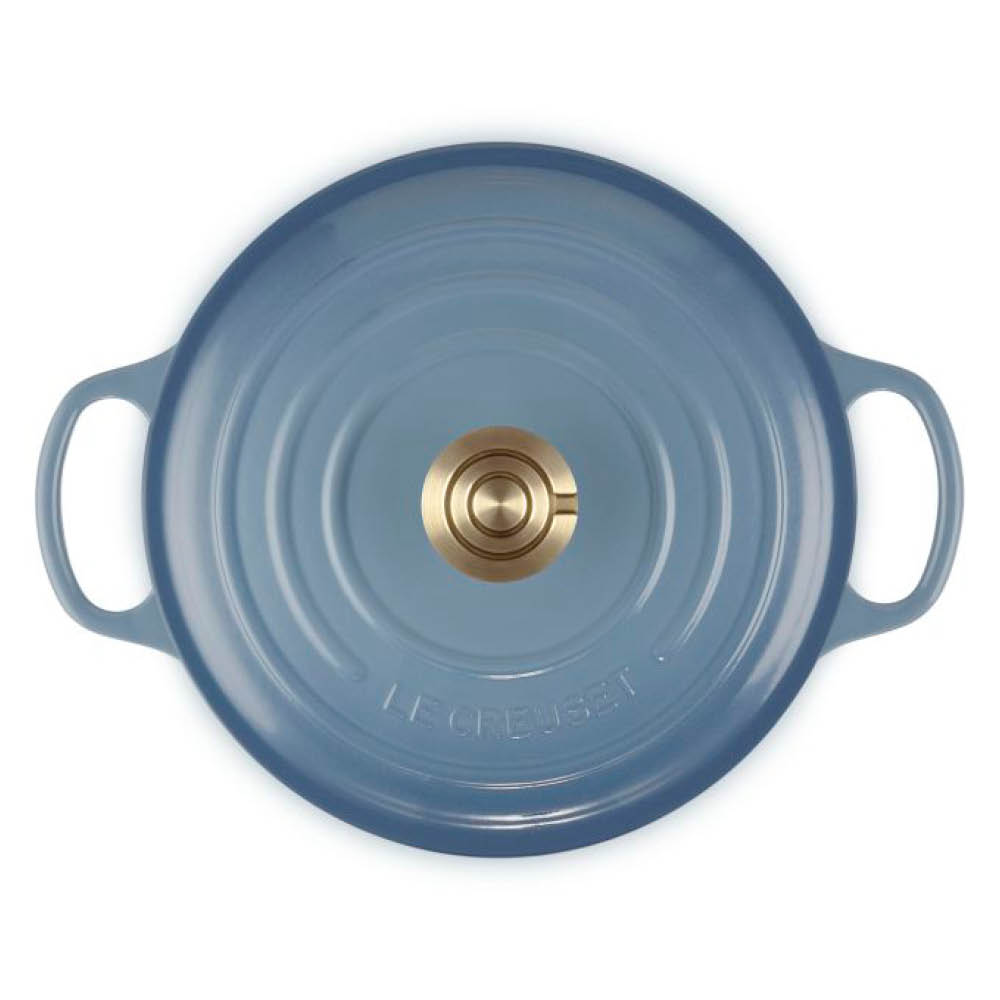 Le Creuset Signature gjutjärnsgryta rund 4,2L 24 cm chambray/guld/crucible knob