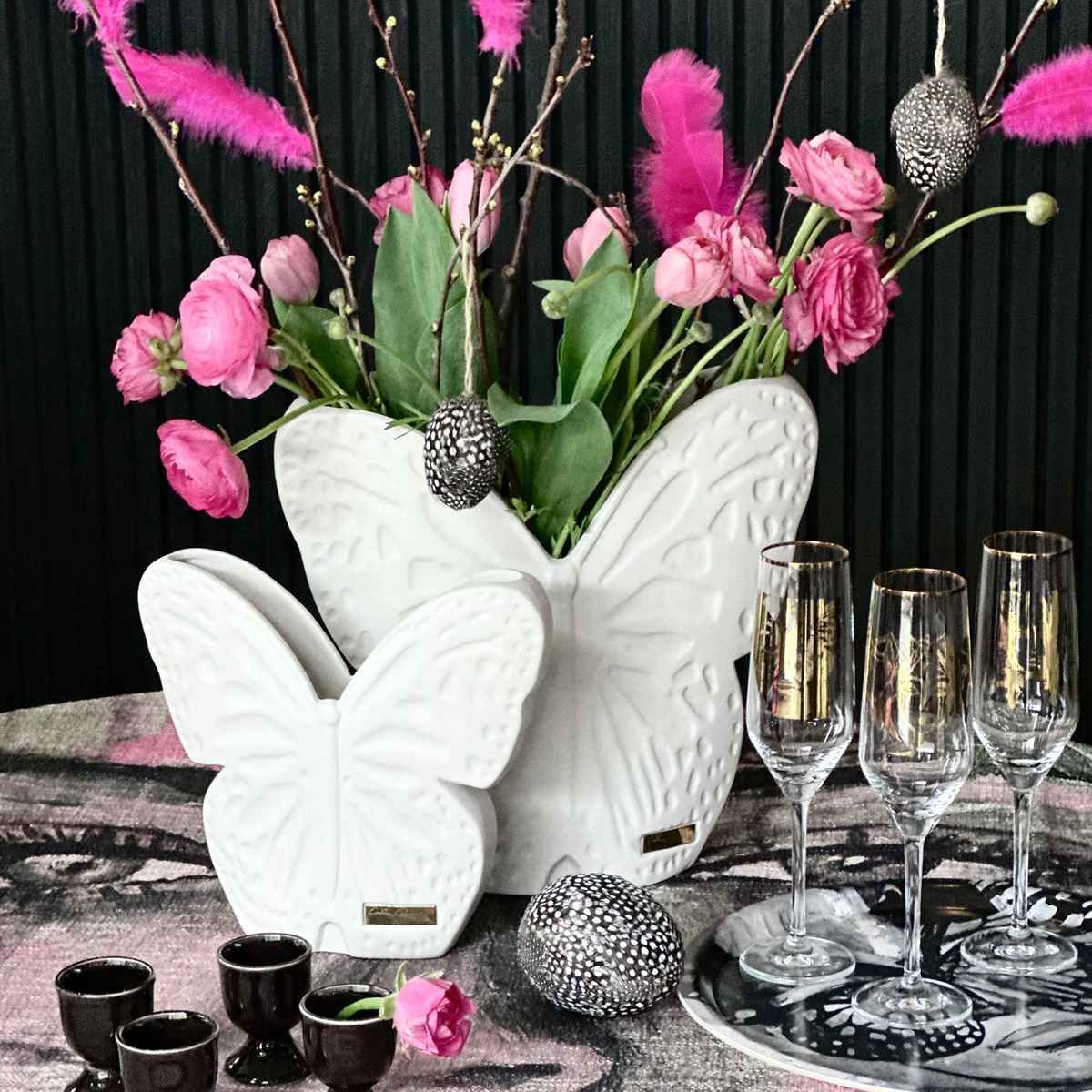 Carolina Gynning Secret Butterfly Maljakko 30 cm Valkoinen