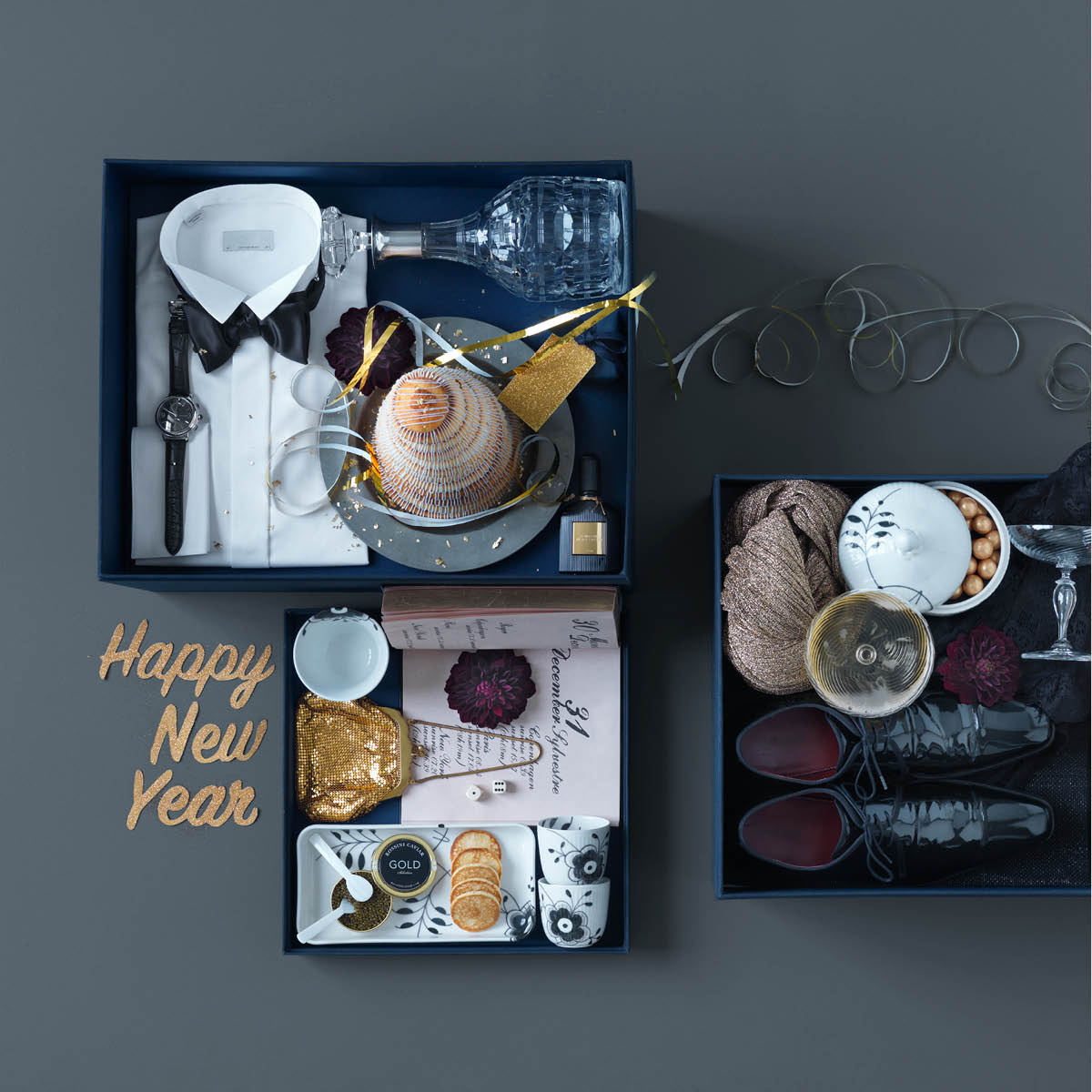 Royal Copenhagen Sort Mega Riflet skål 13 cm