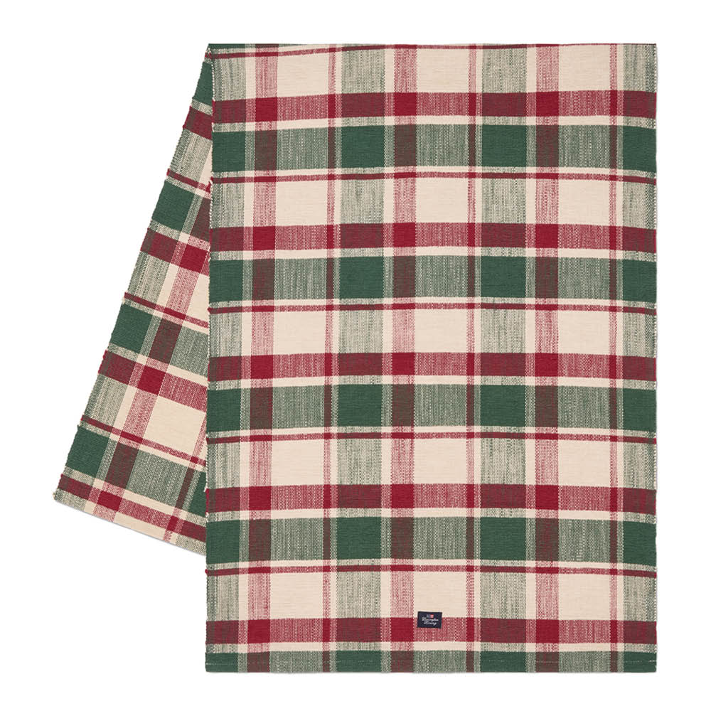 Lexington Rib løper bomull 50x250 cm rutete grønn/rød/beige