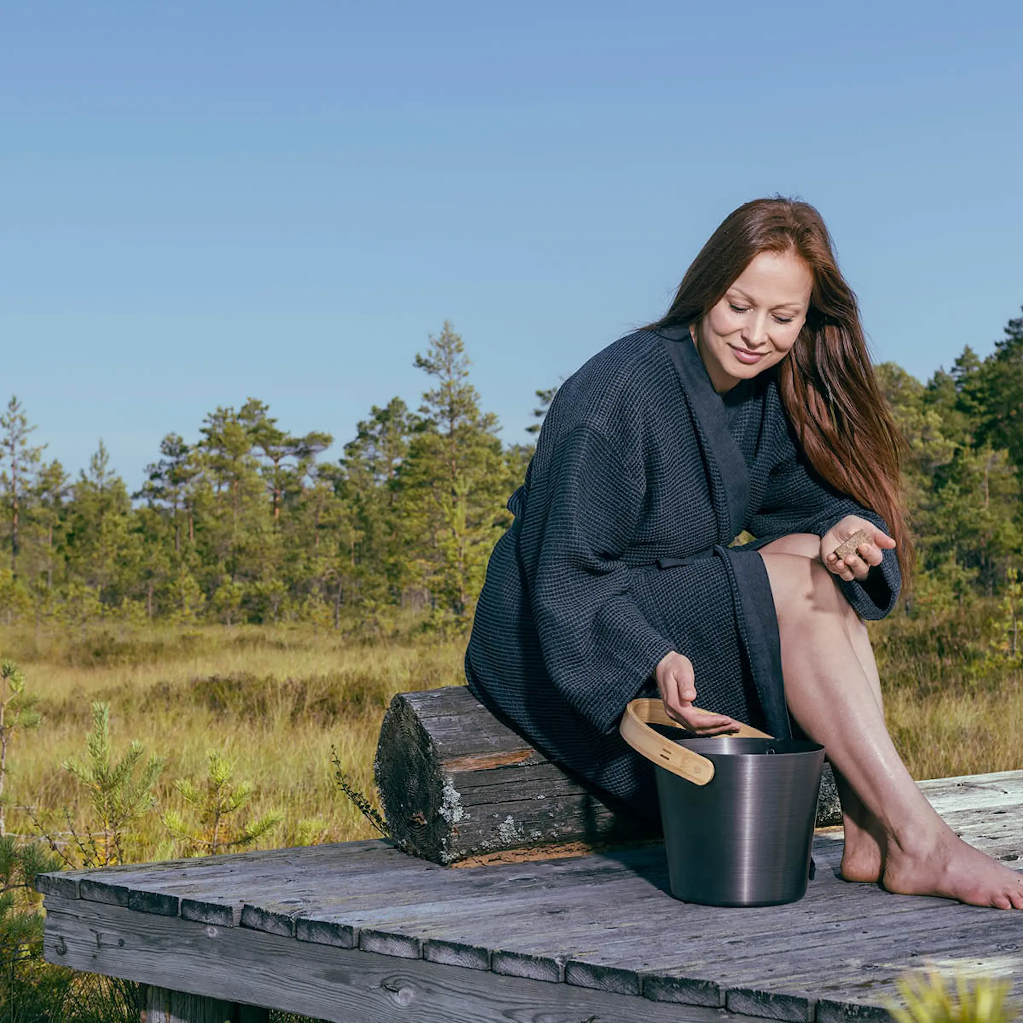 Rento Bastuhink 26 cm svart/bambu