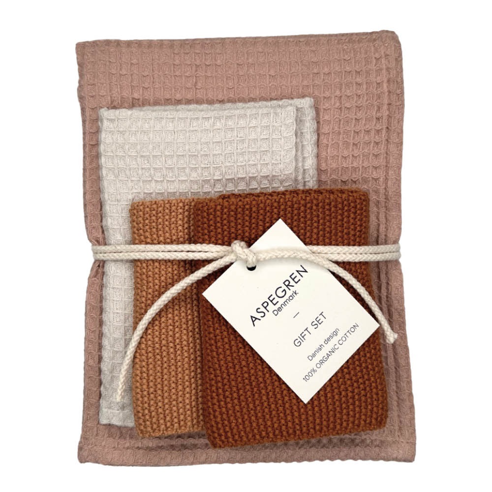 Aspegren Gåvoset 1 kökshandduk & 3 disktrasor sea buckthorn