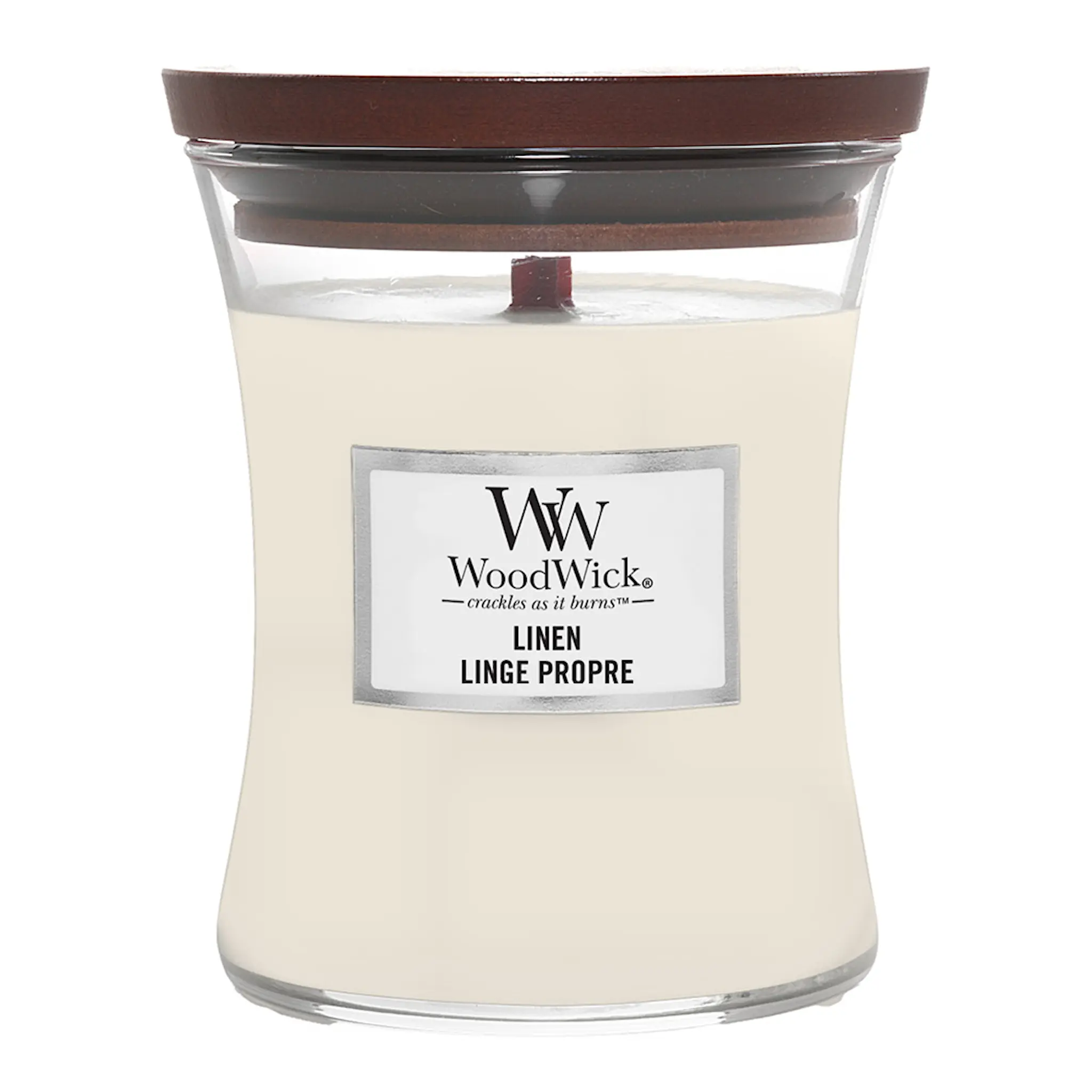 WoodWick Hourglass doftljus medium linen