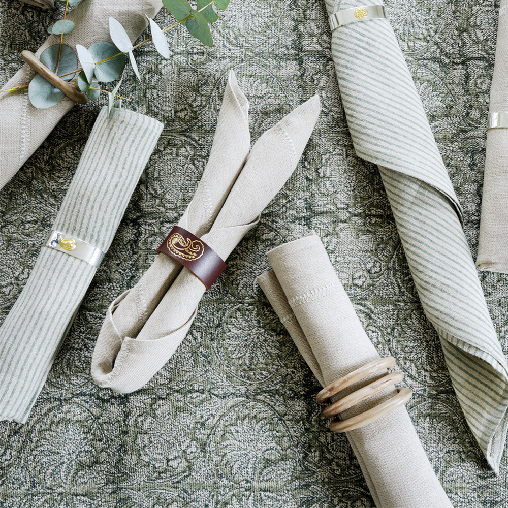 Chamois Stripete serviett 50x50 cm 4 stk seafoam