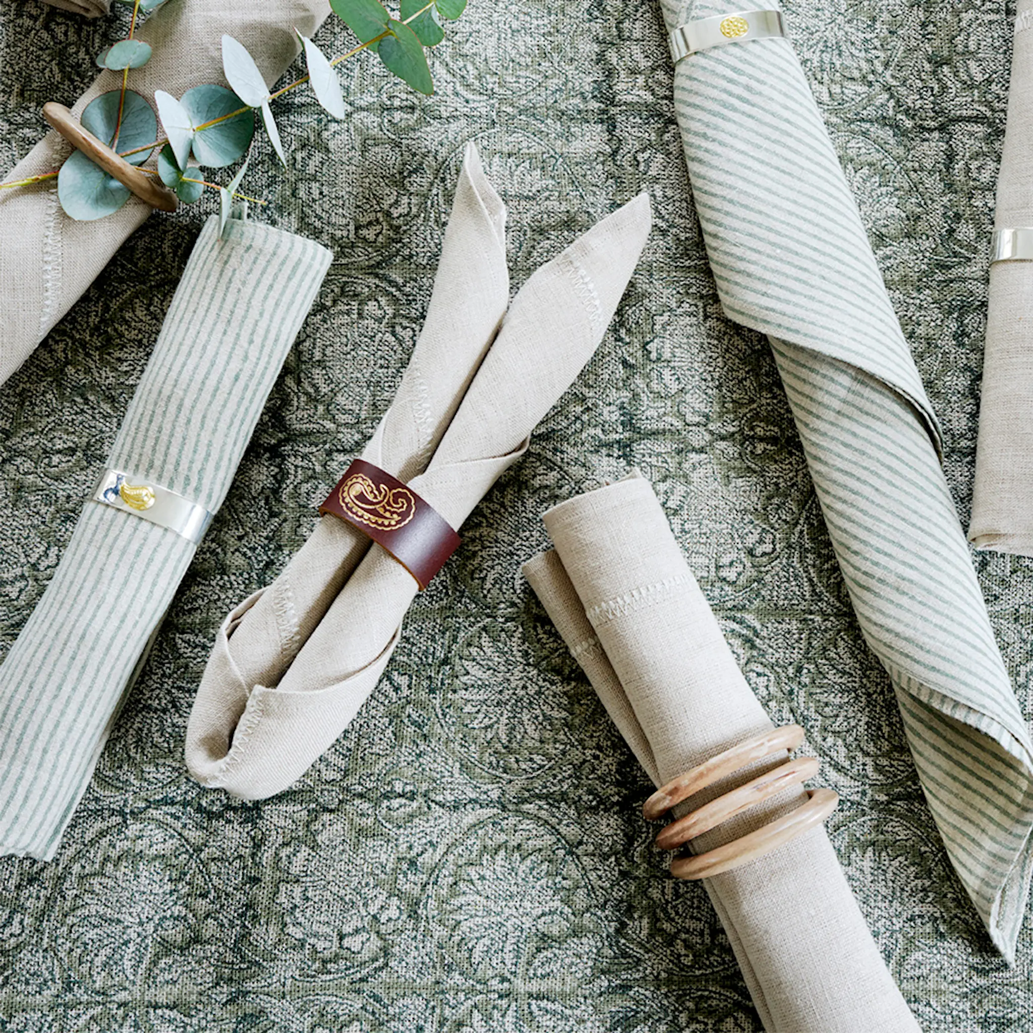 Chamois Stripete serviett 50x50 cm 4 stk seafoam