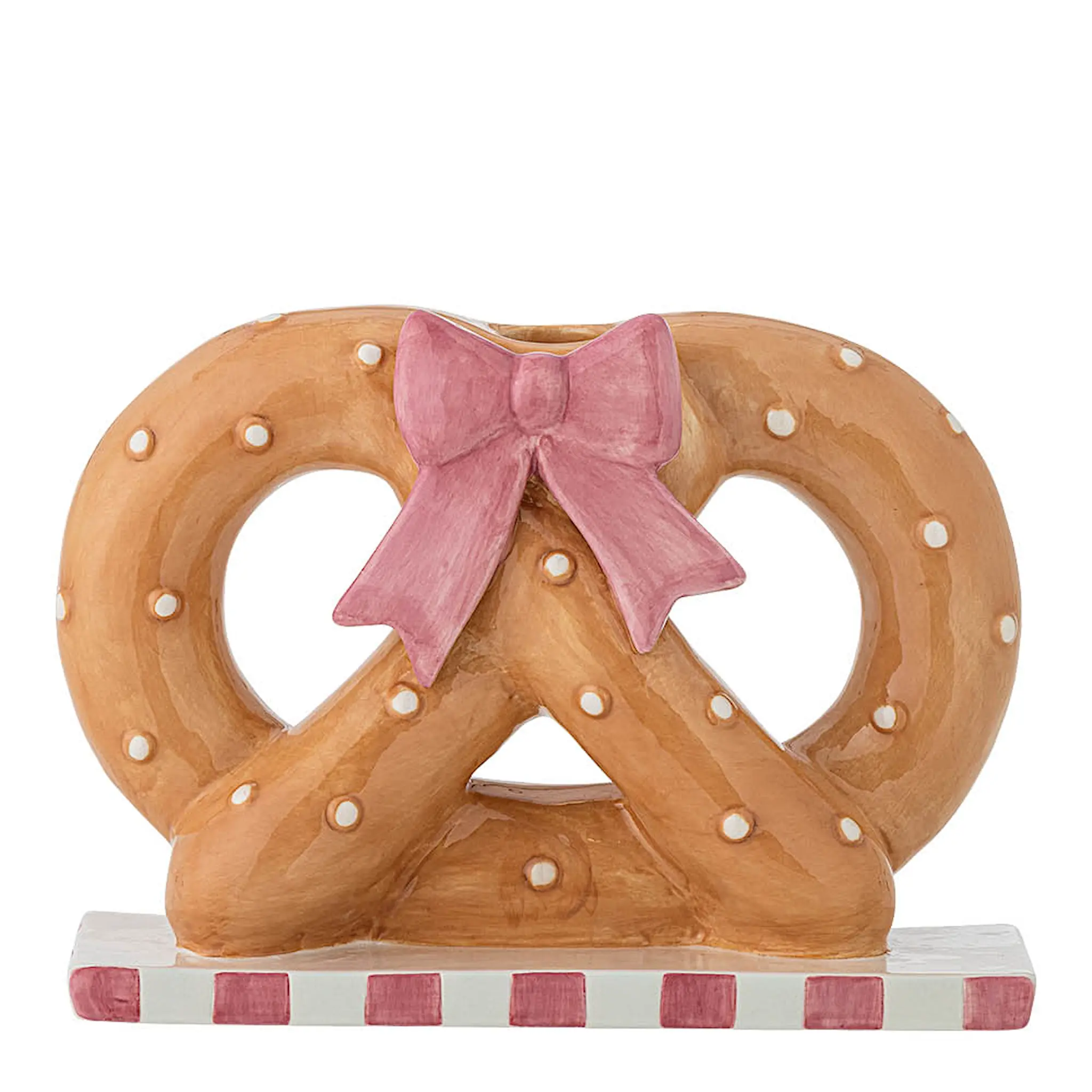 Bloomingville Pretzie ljusstake 14,5 cm brun/rosa