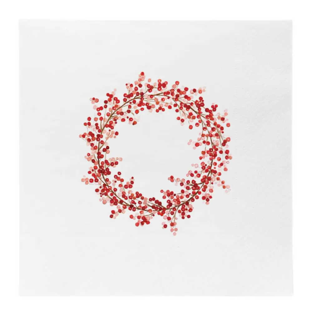 Juleserviett julekrans 33x33 cm rød