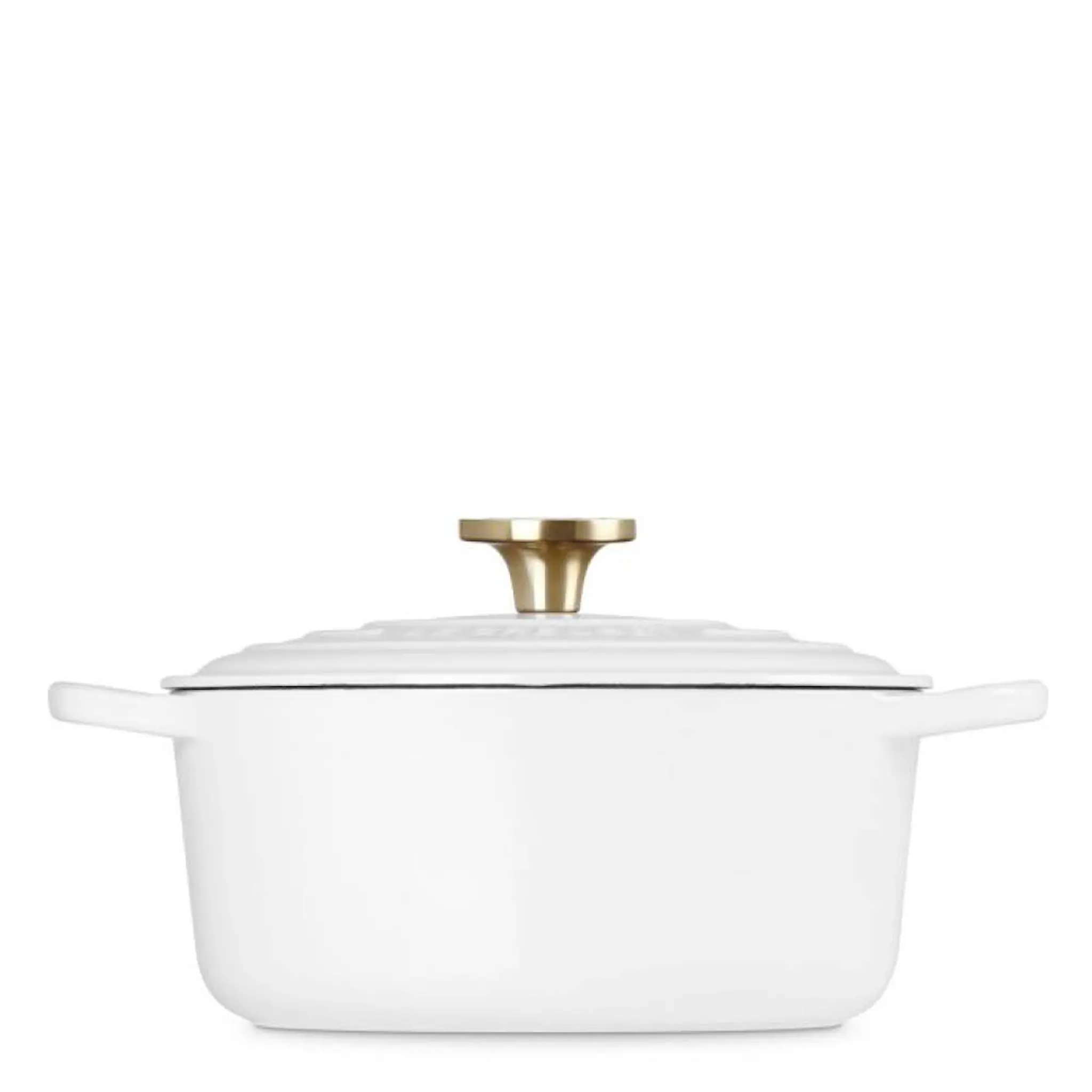 Le Creuset Signature gjutjärnsgryta rund 4,2L 24 cm white/guld/crucible knob