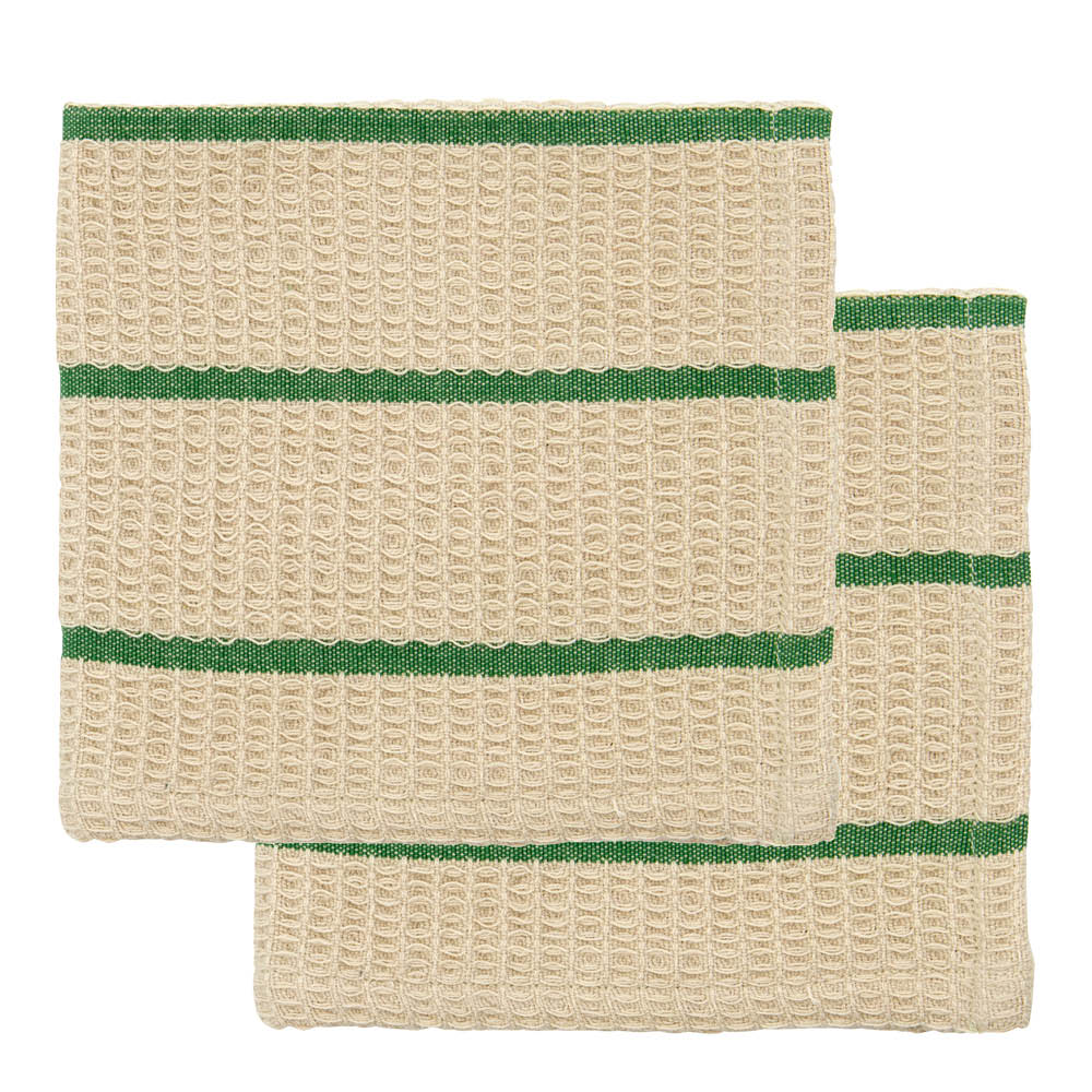 House Doctor Rena oppvaskklut i bomull 30x30 cm 2 stk sand/grønn