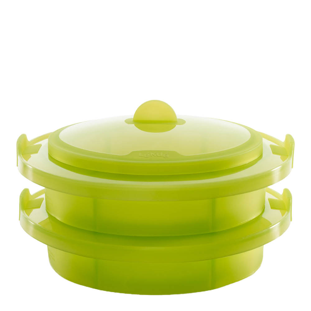 Lékué Ångkokare i silikon med 2 fack grön
