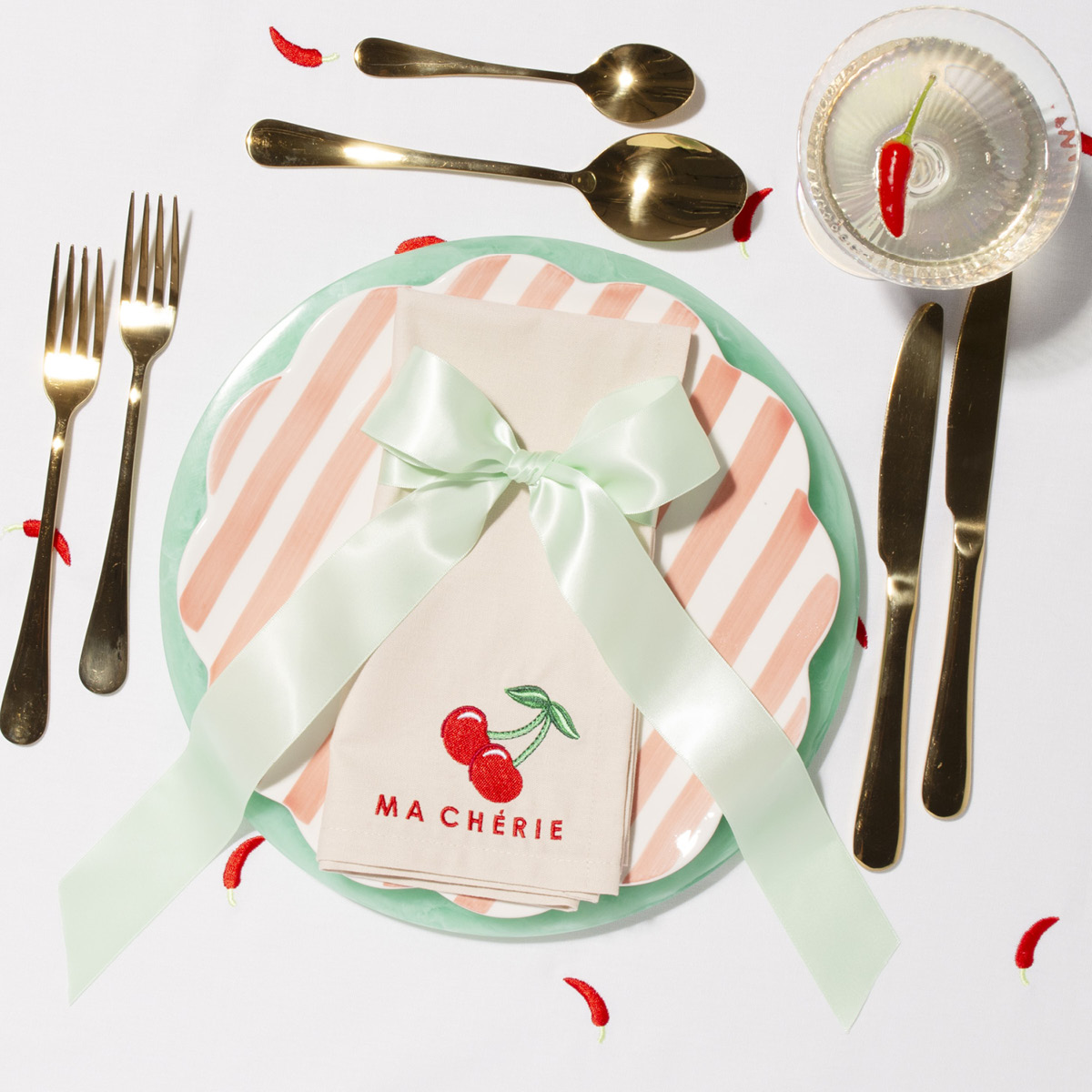 Vondels Summer Party servett 45 cm 2-pack MA CHERIE beige