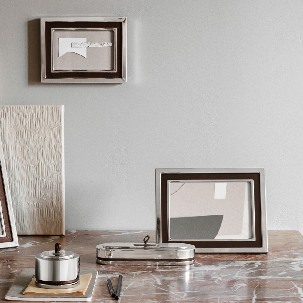 Georg Jensen Manhattan Fotoram 23x18 cm Rostfritt stål/Läder/Skinn