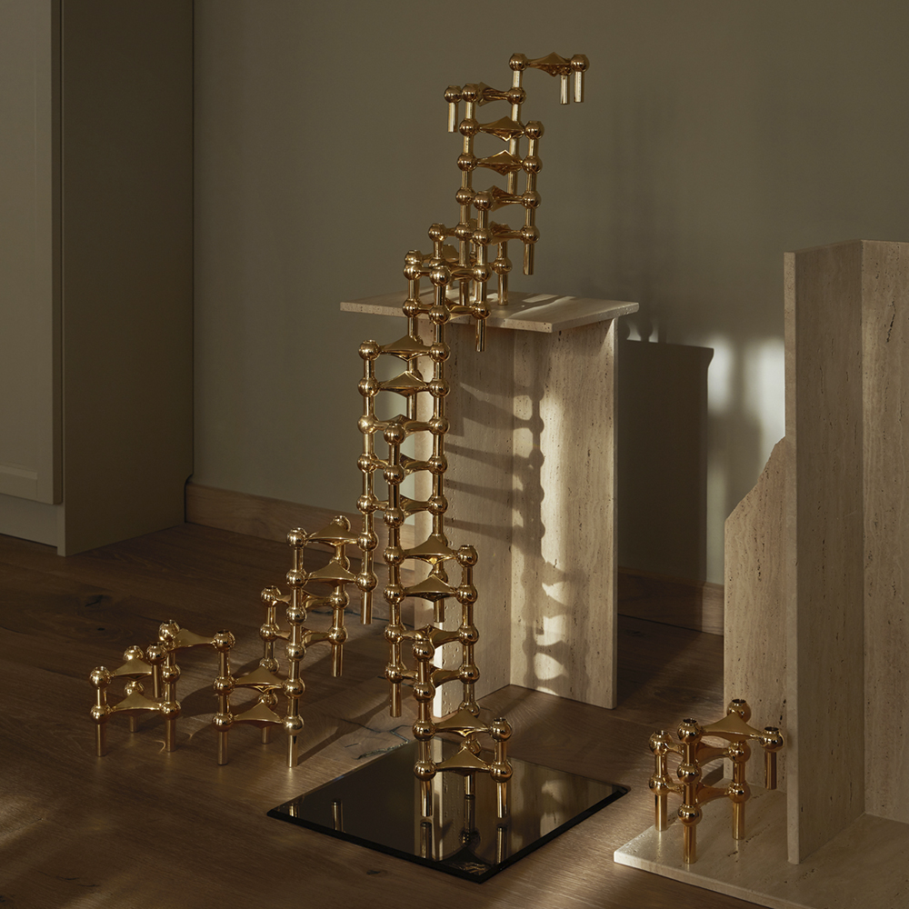 Stoff Nagel Lysestake 11,2x6,5 cm messing