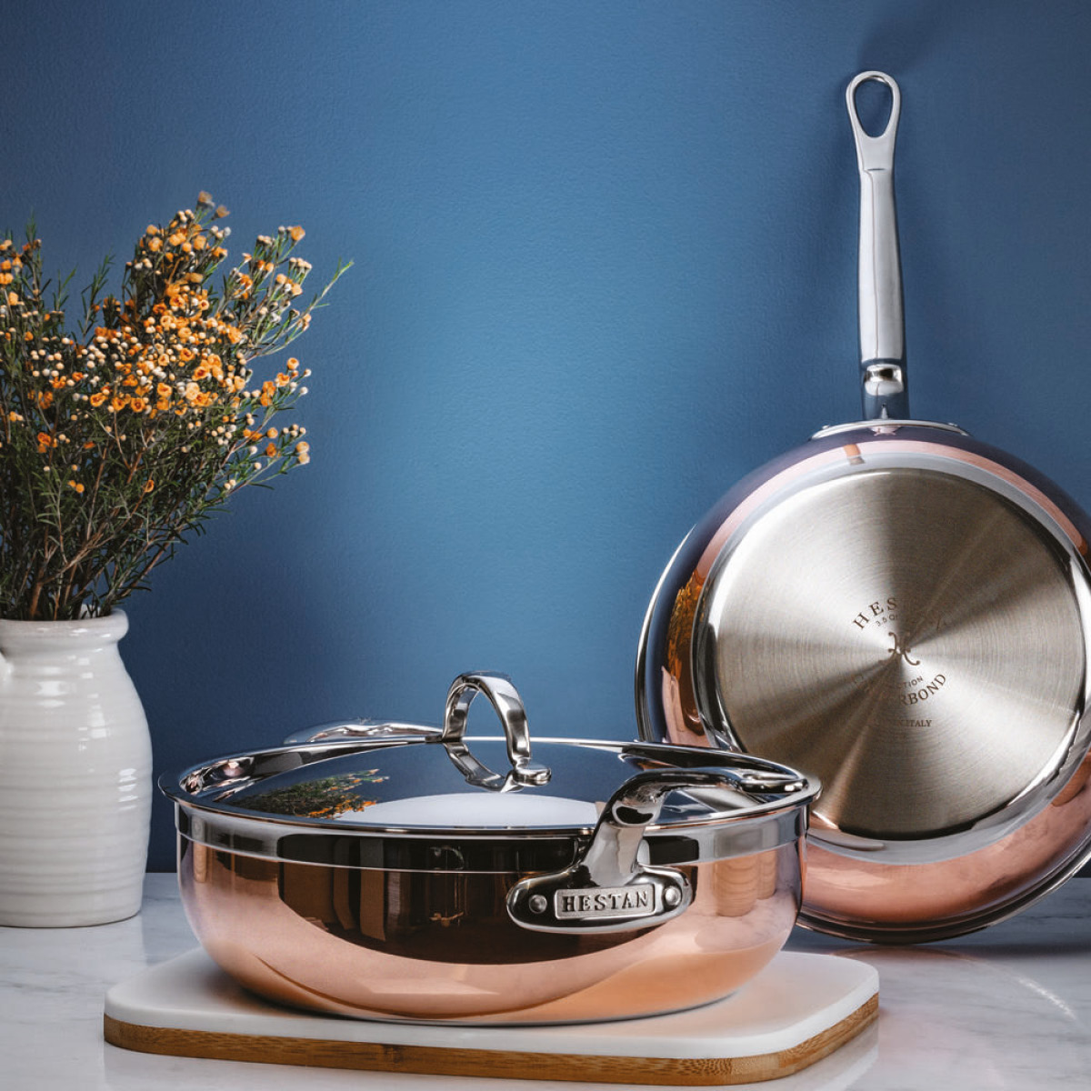 Hestan Copperbond traktørpanne med lokk 28cm 4,7L kobber