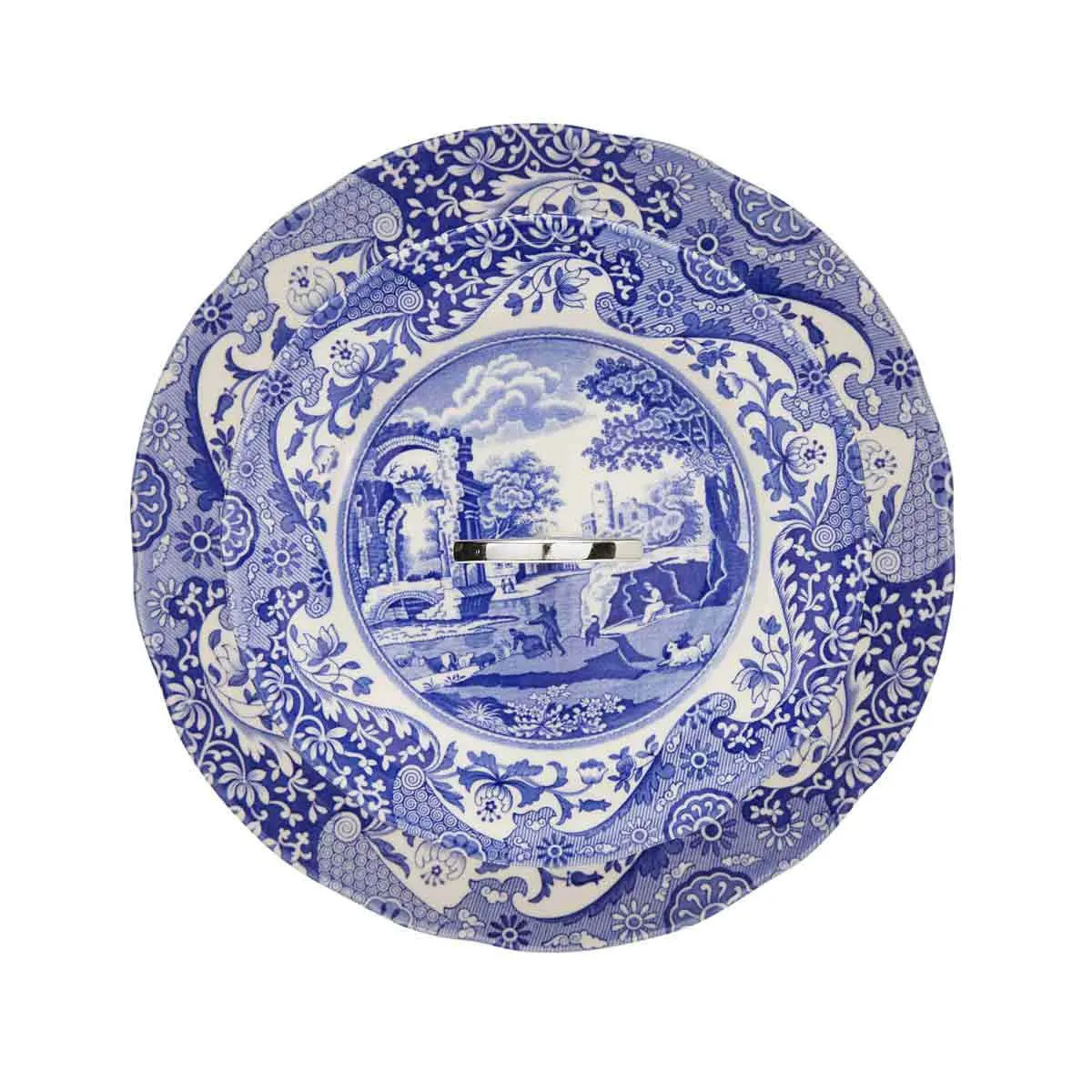Spode Blue Italian 2-etasjes kakefat 27 cm blå/hvit