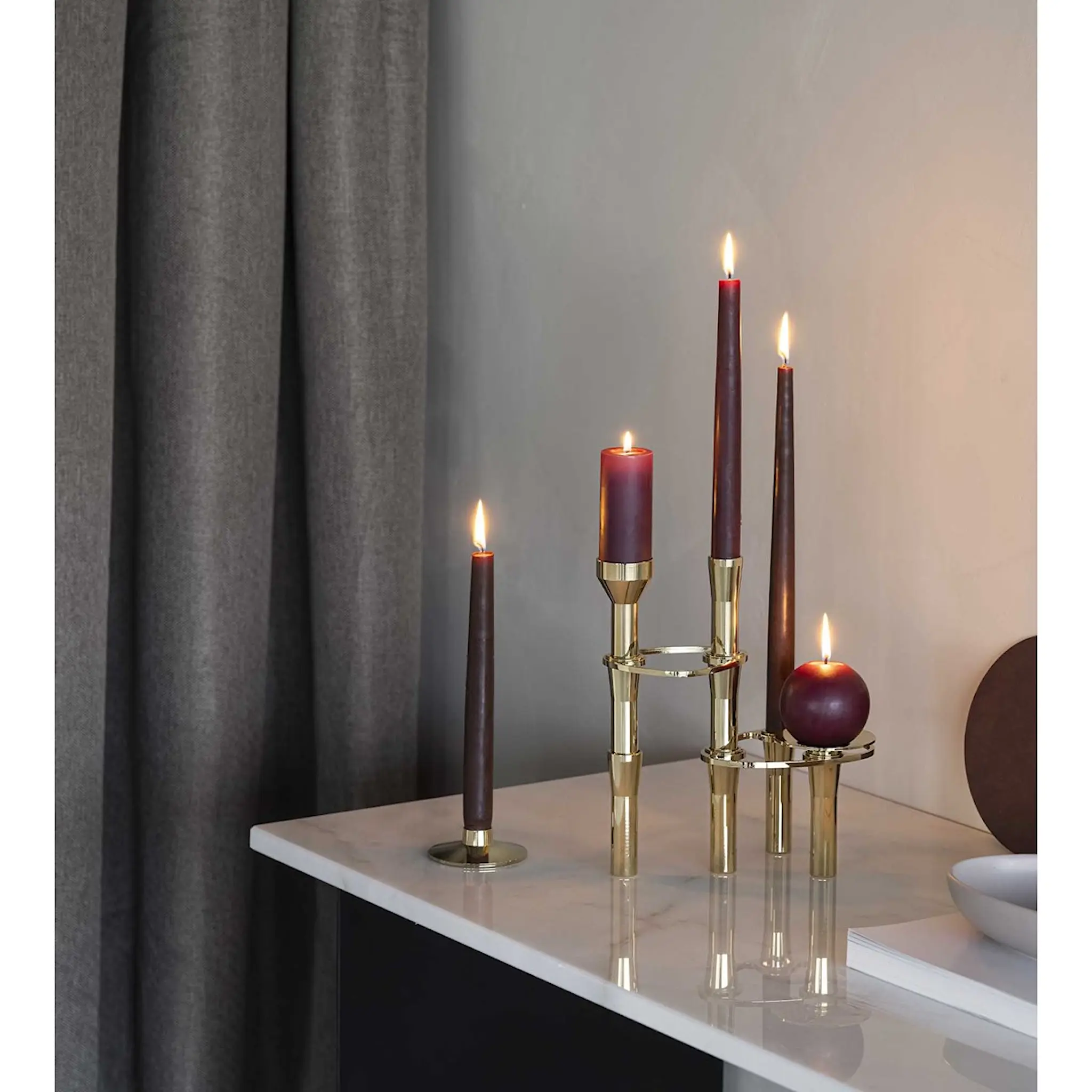 LIND DNA Curve Pillar Ljusstake Modul 9,9 cm Förgyllt