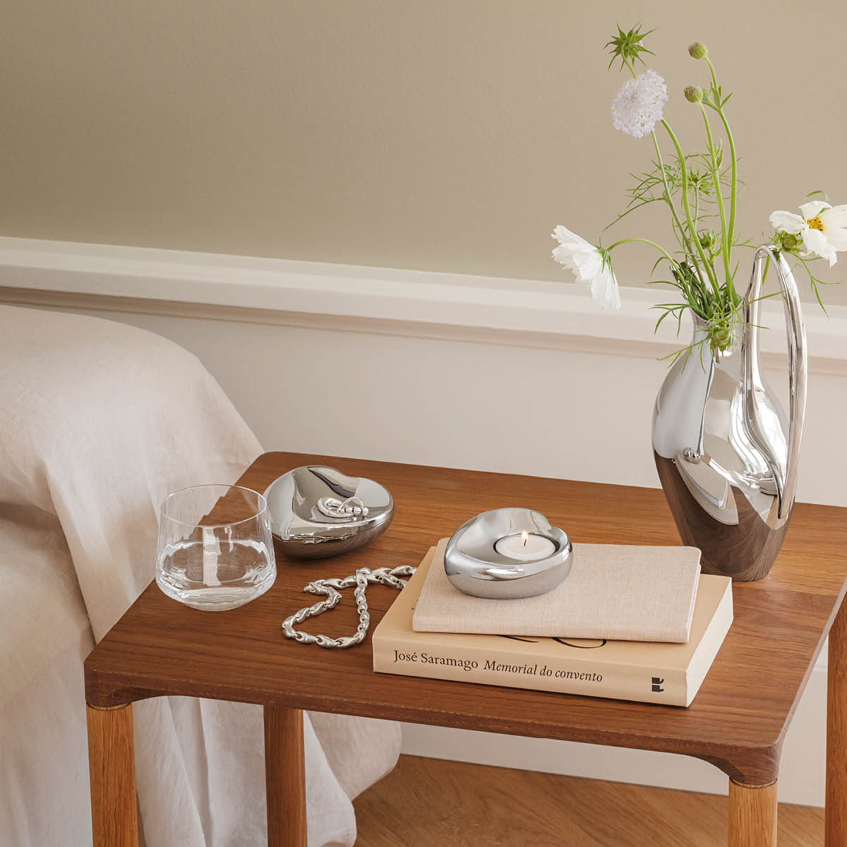 Georg Jensen Heart ljuslykta 8,6 cm blankt stål