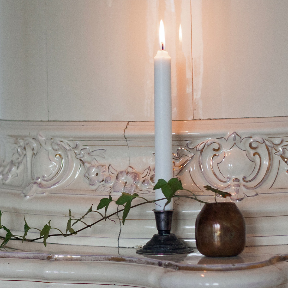 Liljeholmens Kronelys 20,6 cm 8 stk hvit