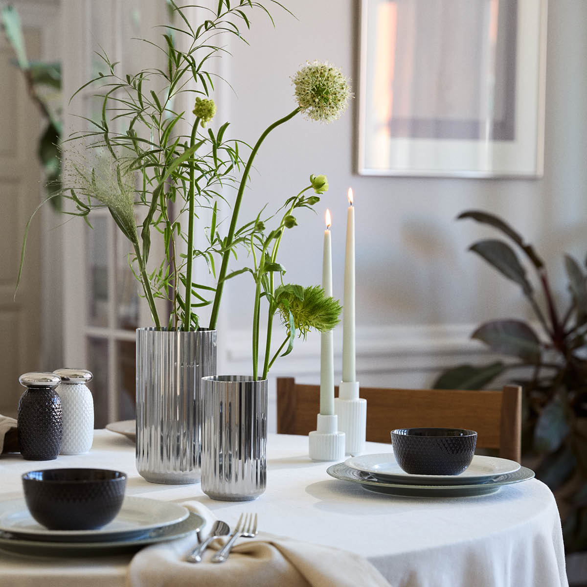 Lyngby Porcelæn Vas 20,5 cm rostfritt stål