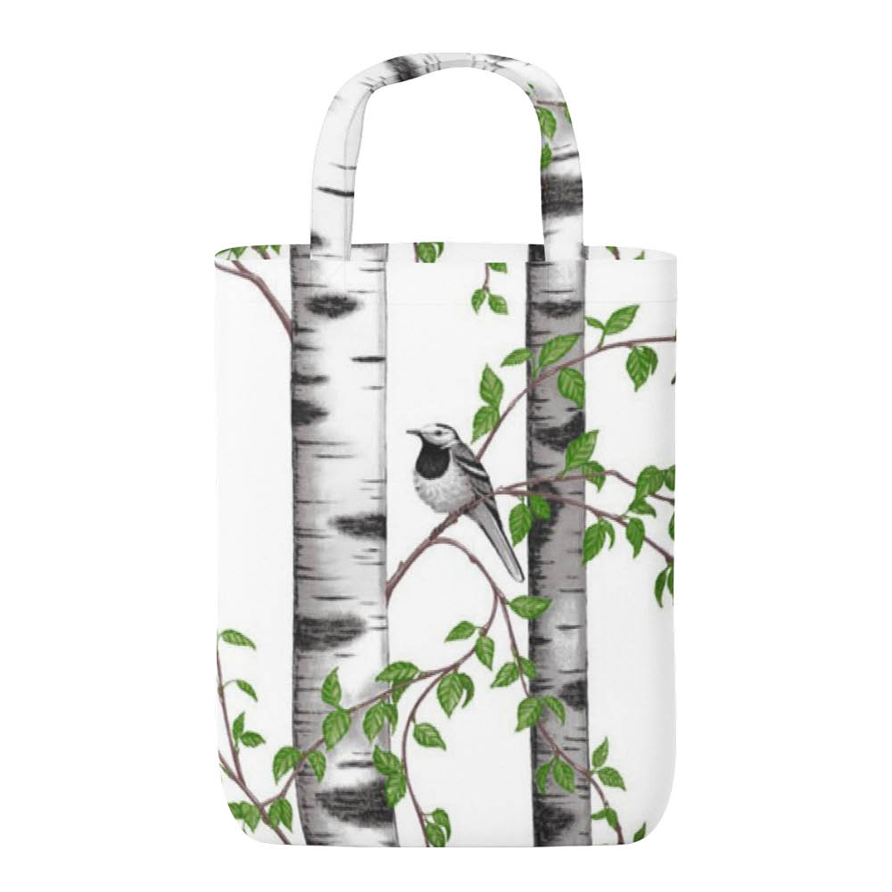 Arvidssons - Björkdungen Kangaskassi 32x40 cm Offwhite/Vihreä