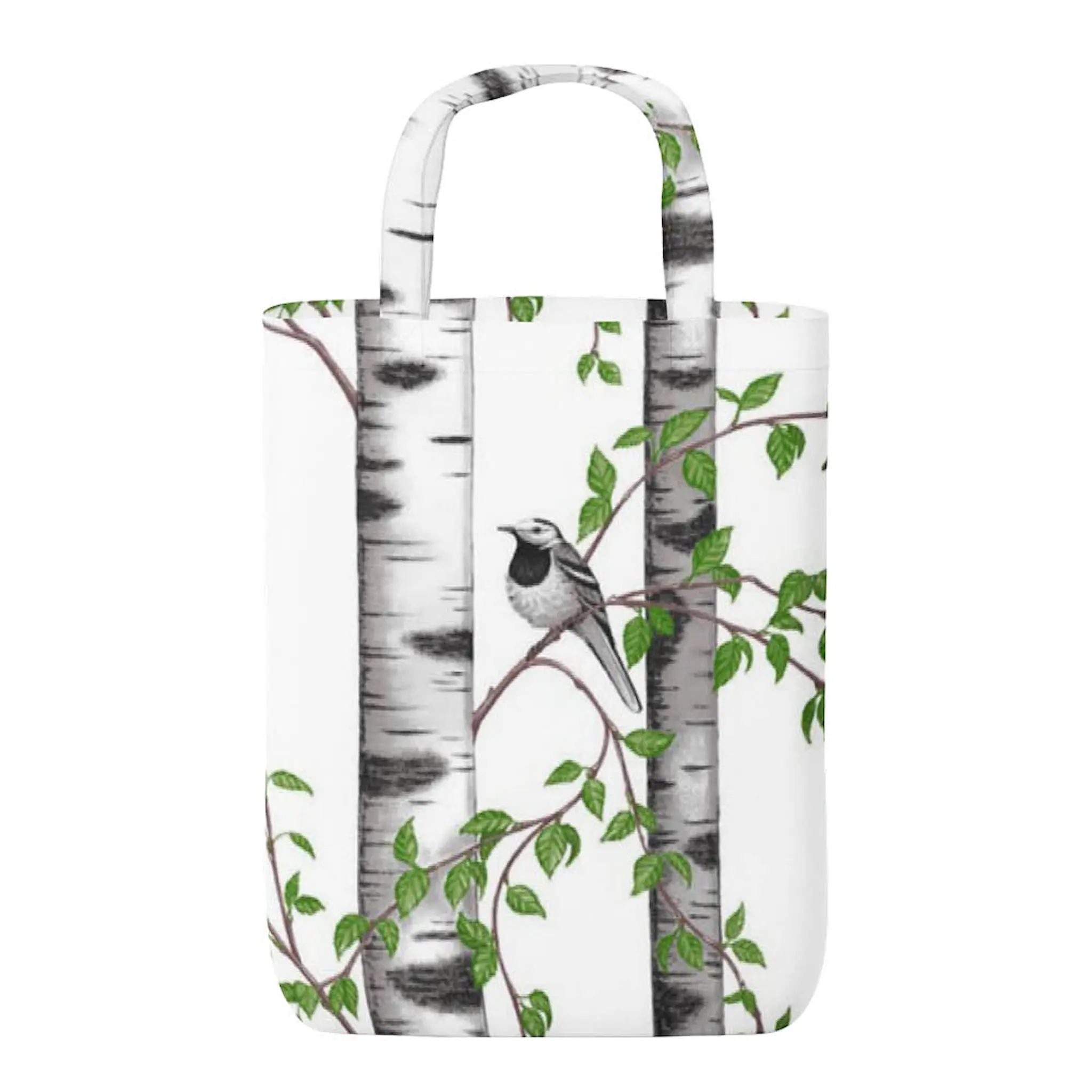 Arvidssons Björkdungen tygkasse 32x40 cm offwhite/grön